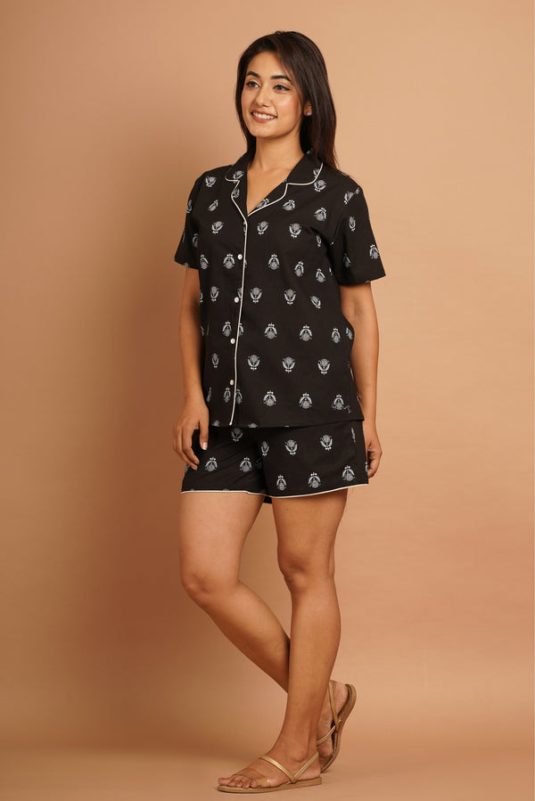 Black Motifs Cotton Night Suit Set