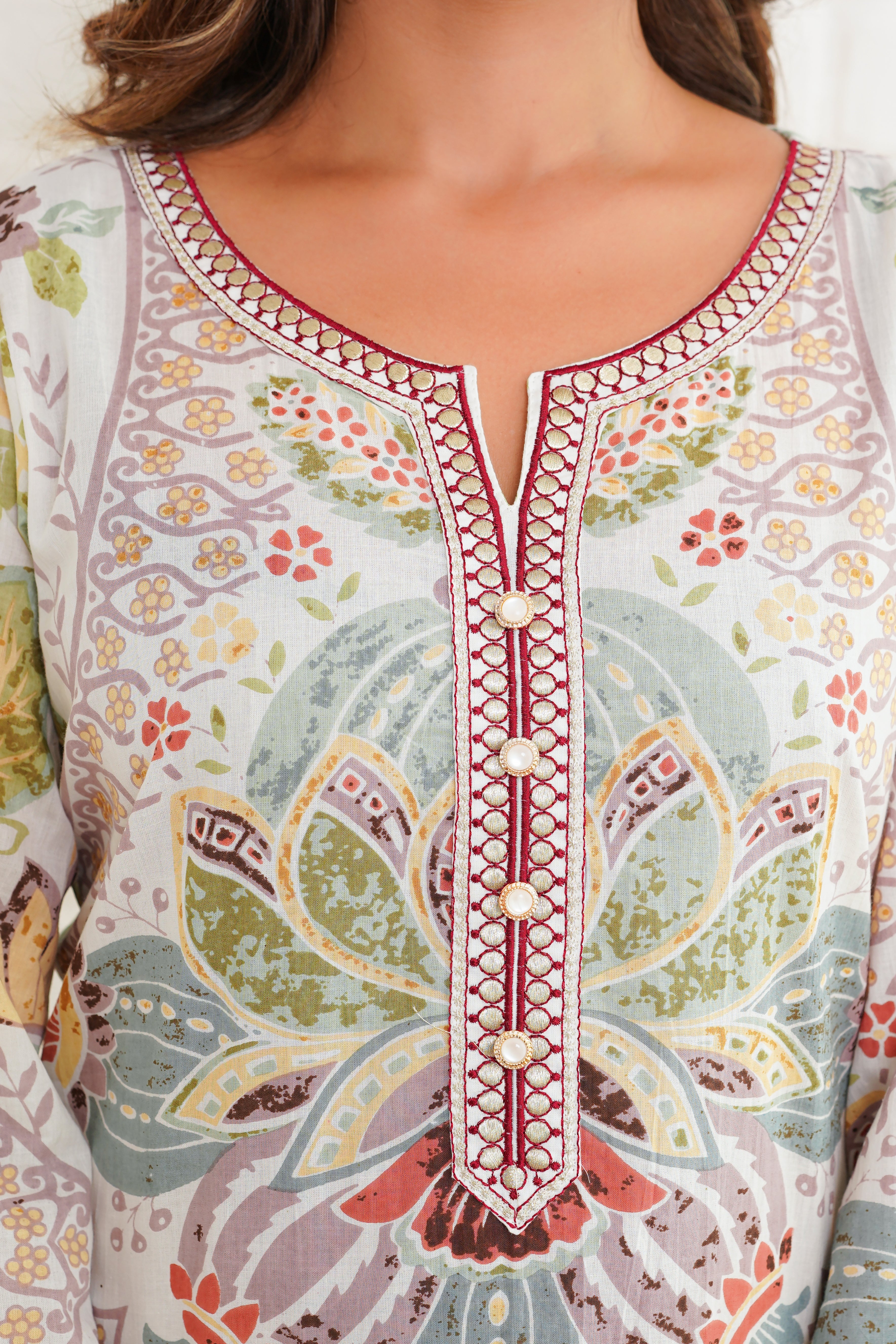 Multicolor Motif Cotton Printed Kurta