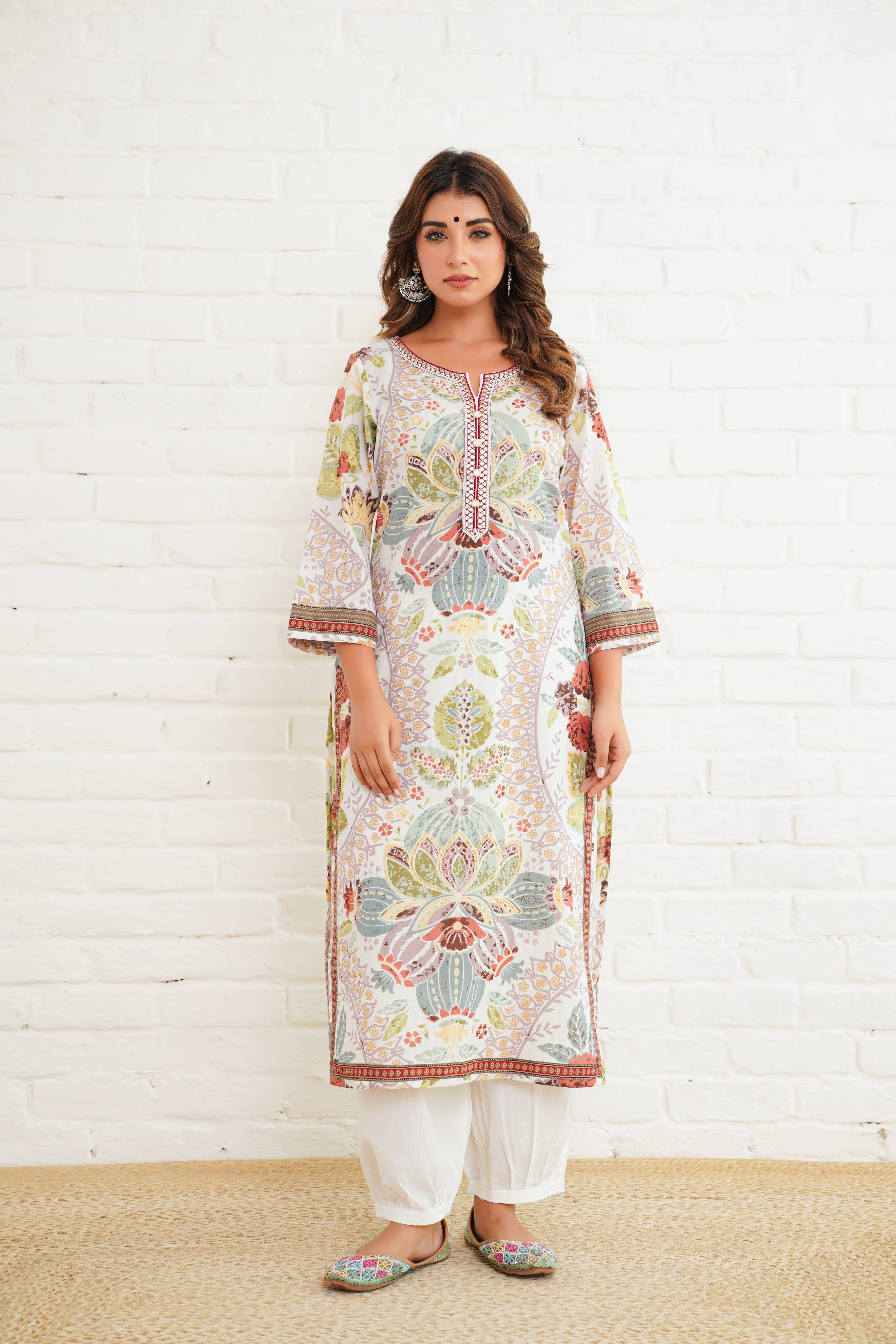 Multicolor Motif Cotton Printed Kurta