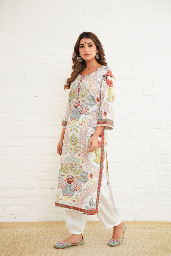 Multicolor Motif Cotton Printed Kurta