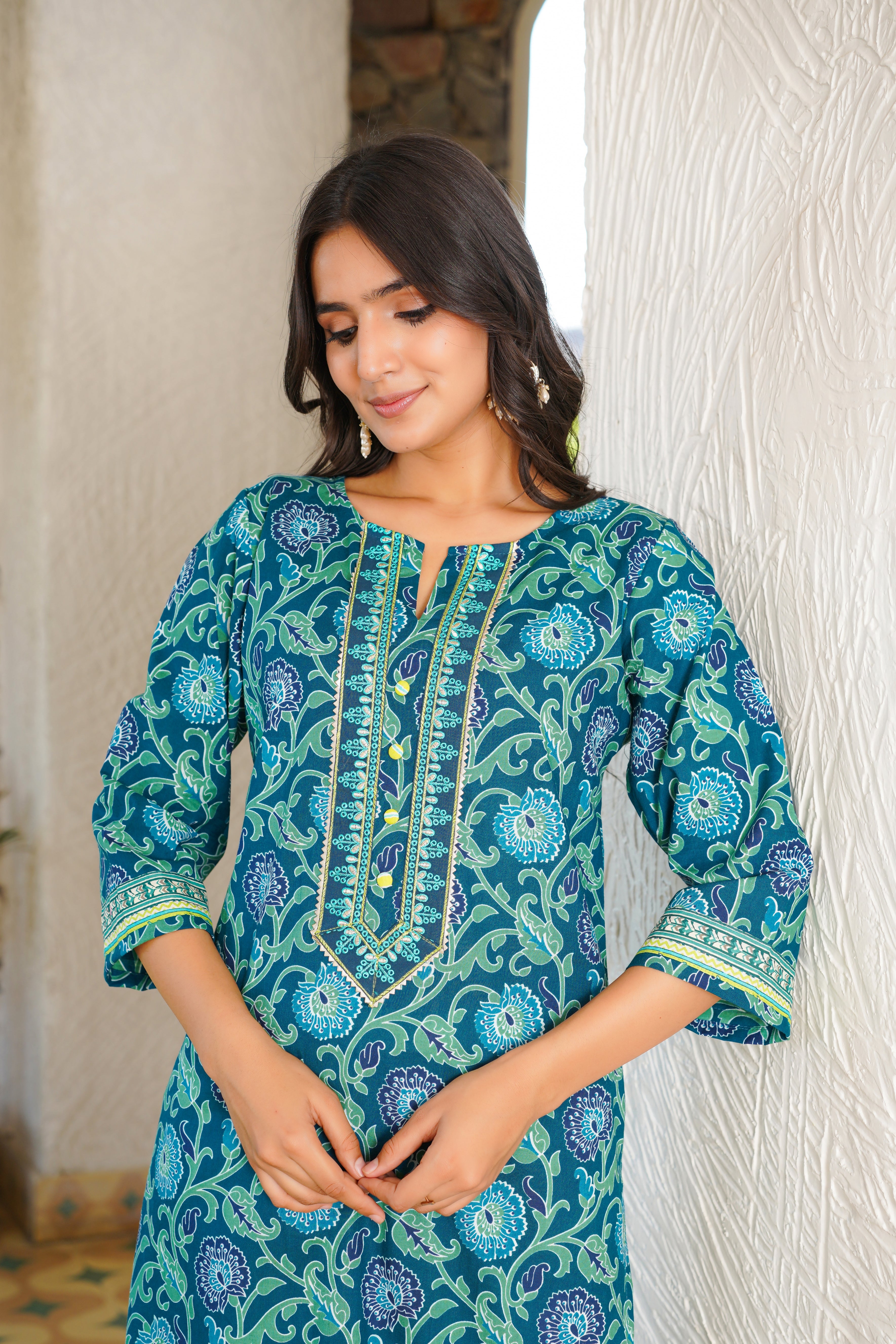Rama Floral Printed Cotton Kurta