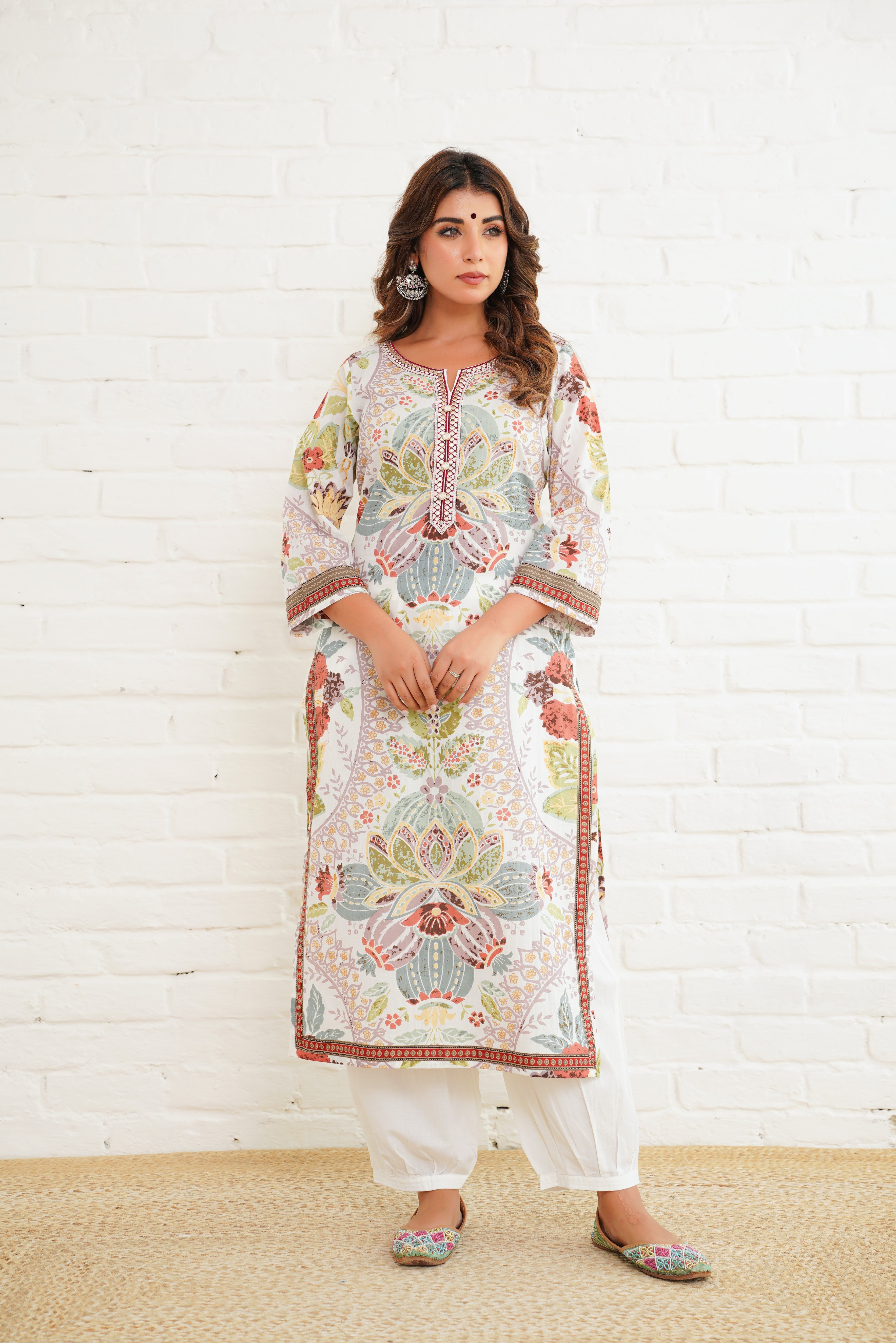 Multicolor Motif Cotton Printed Kurta