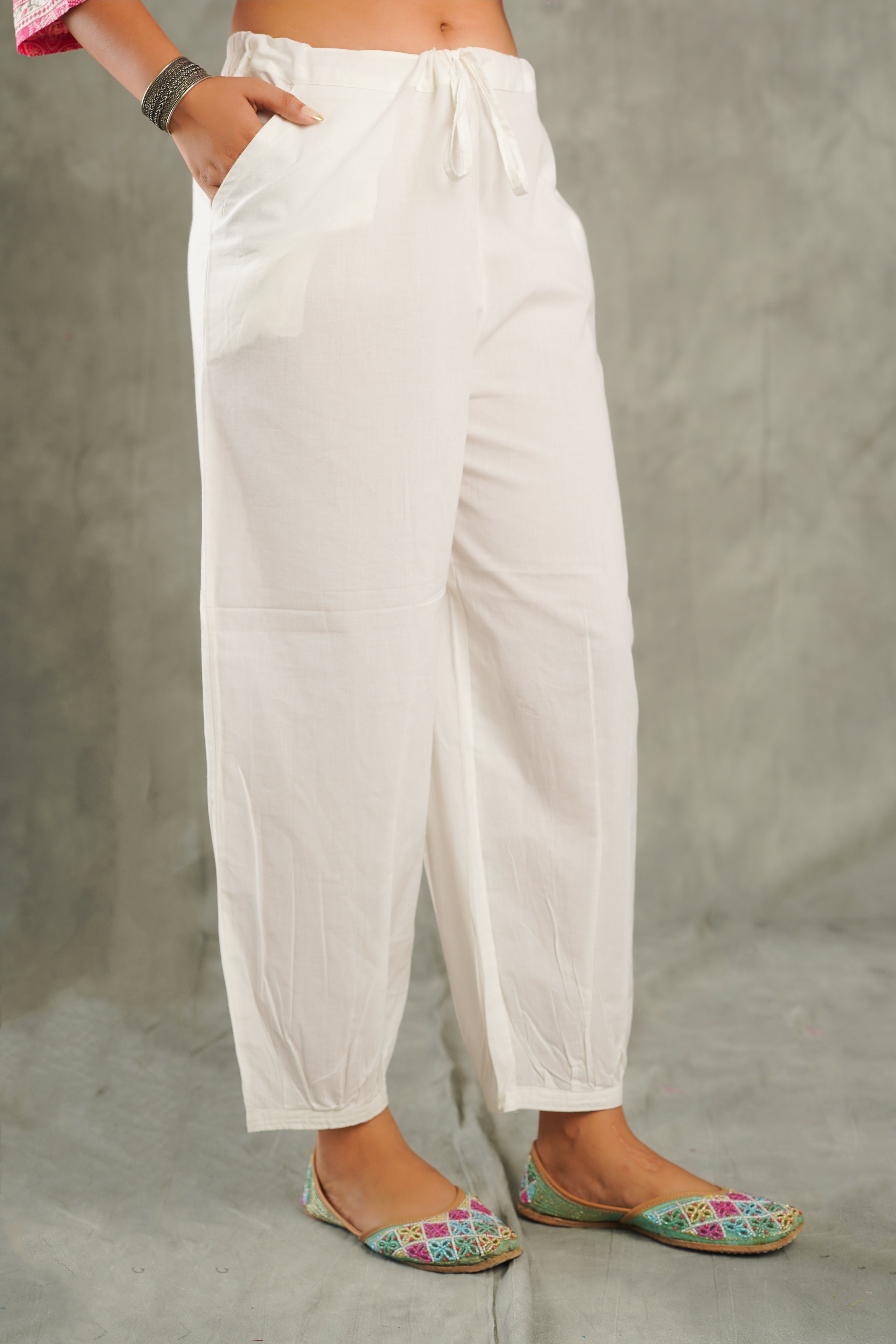 Off - White Cotton Afghani Pant