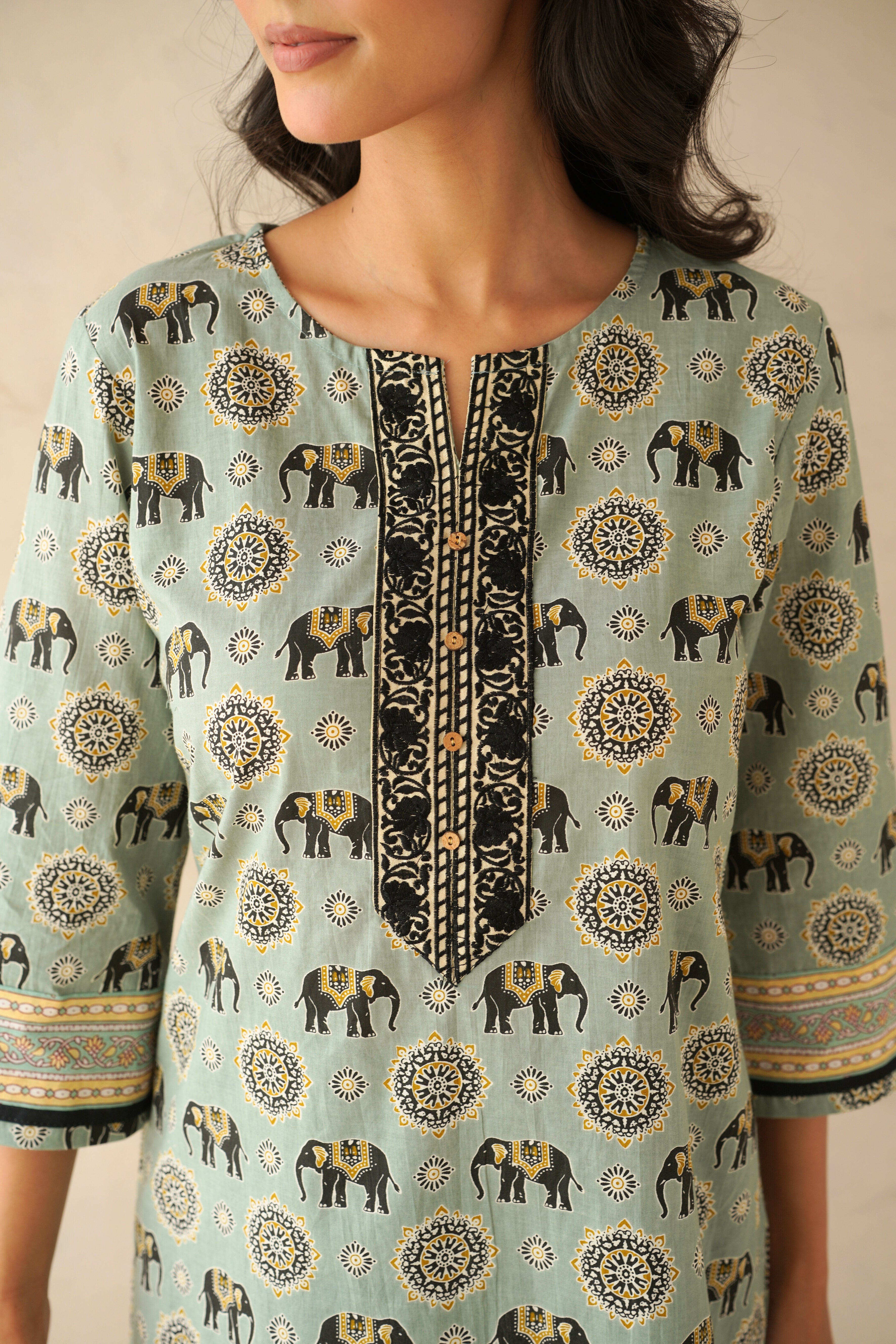 Pastel Motif Printed Cotton Kurti