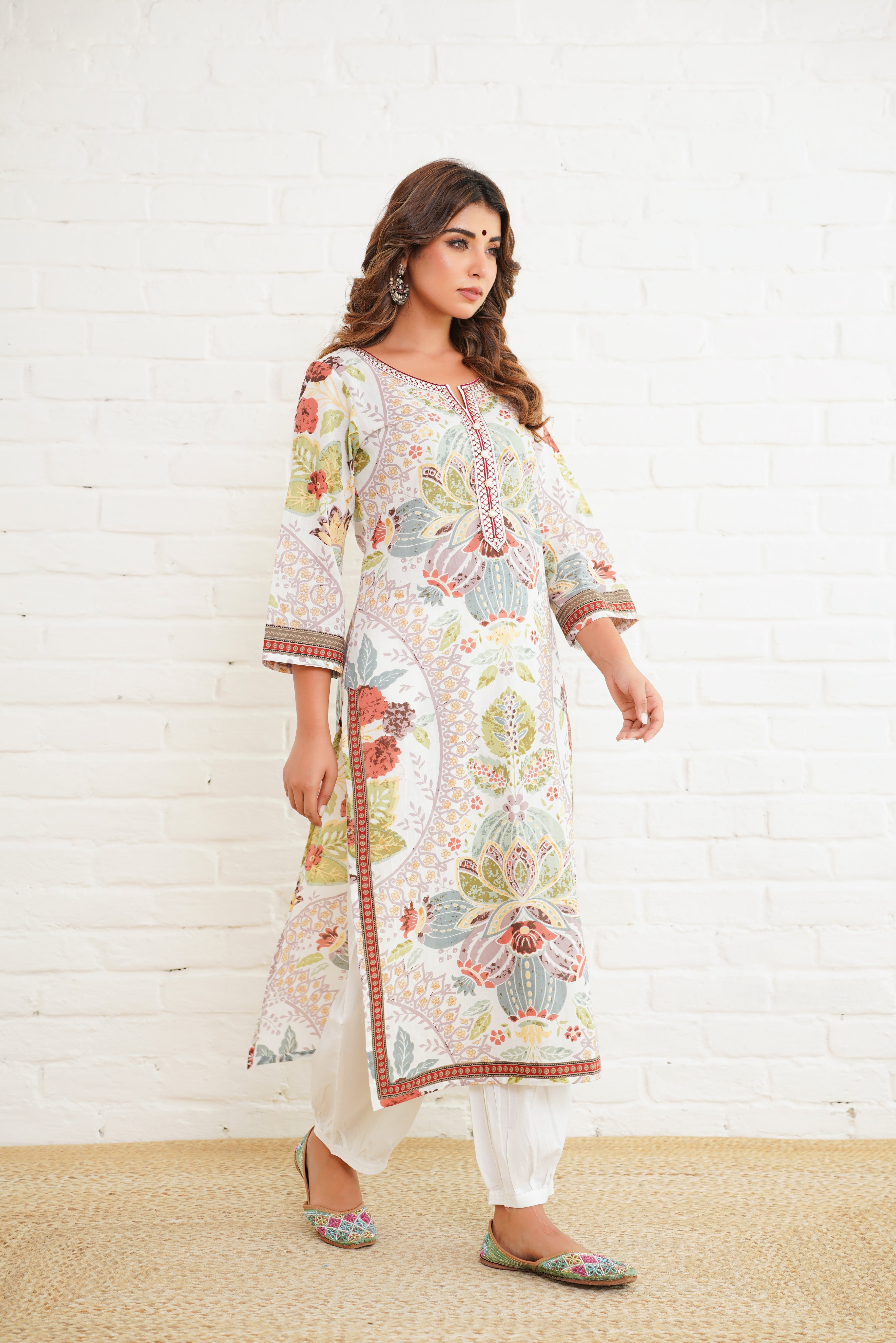 Multicolor Motif Cotton Printed Kurta