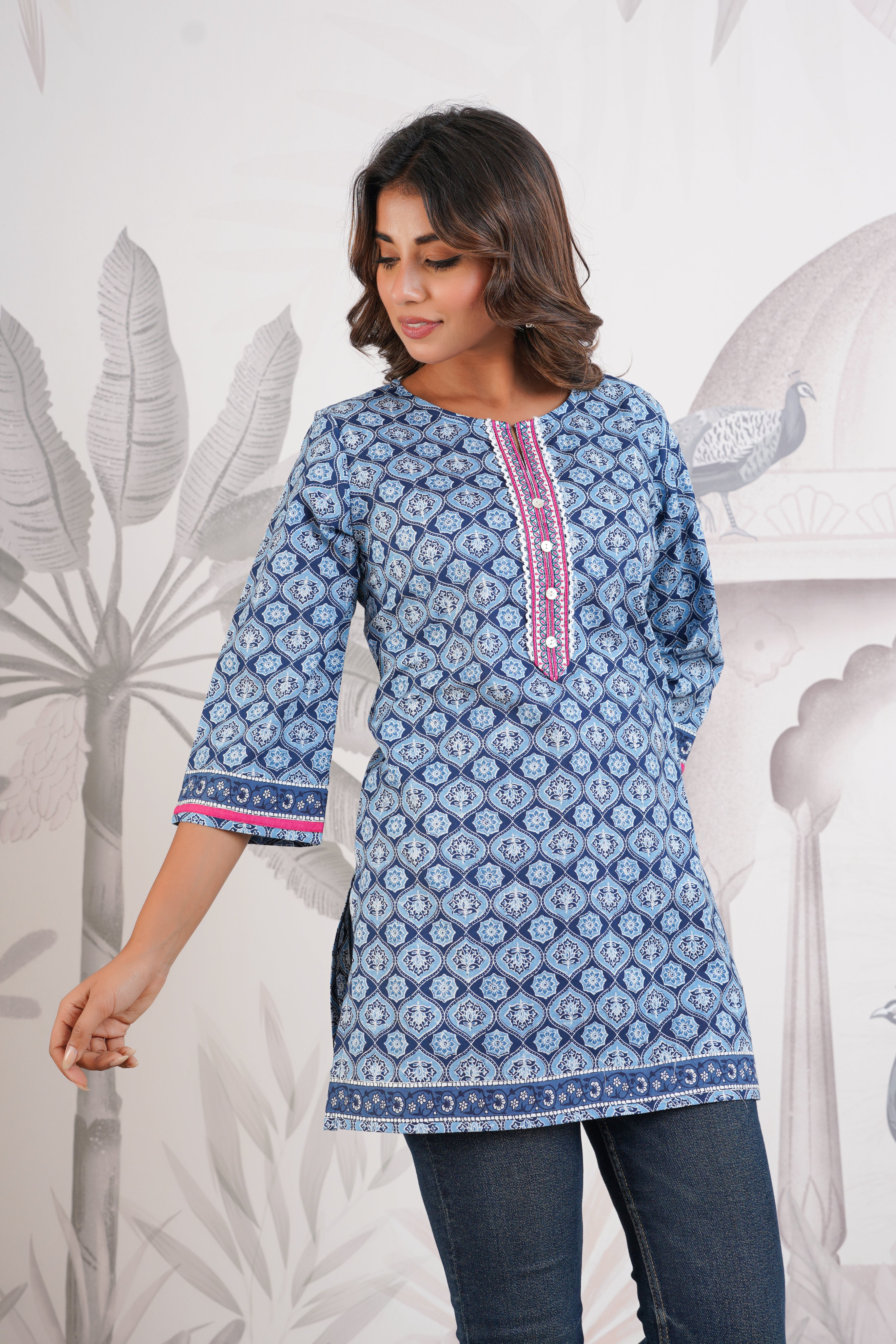 Blue Printed Cotton Kurti