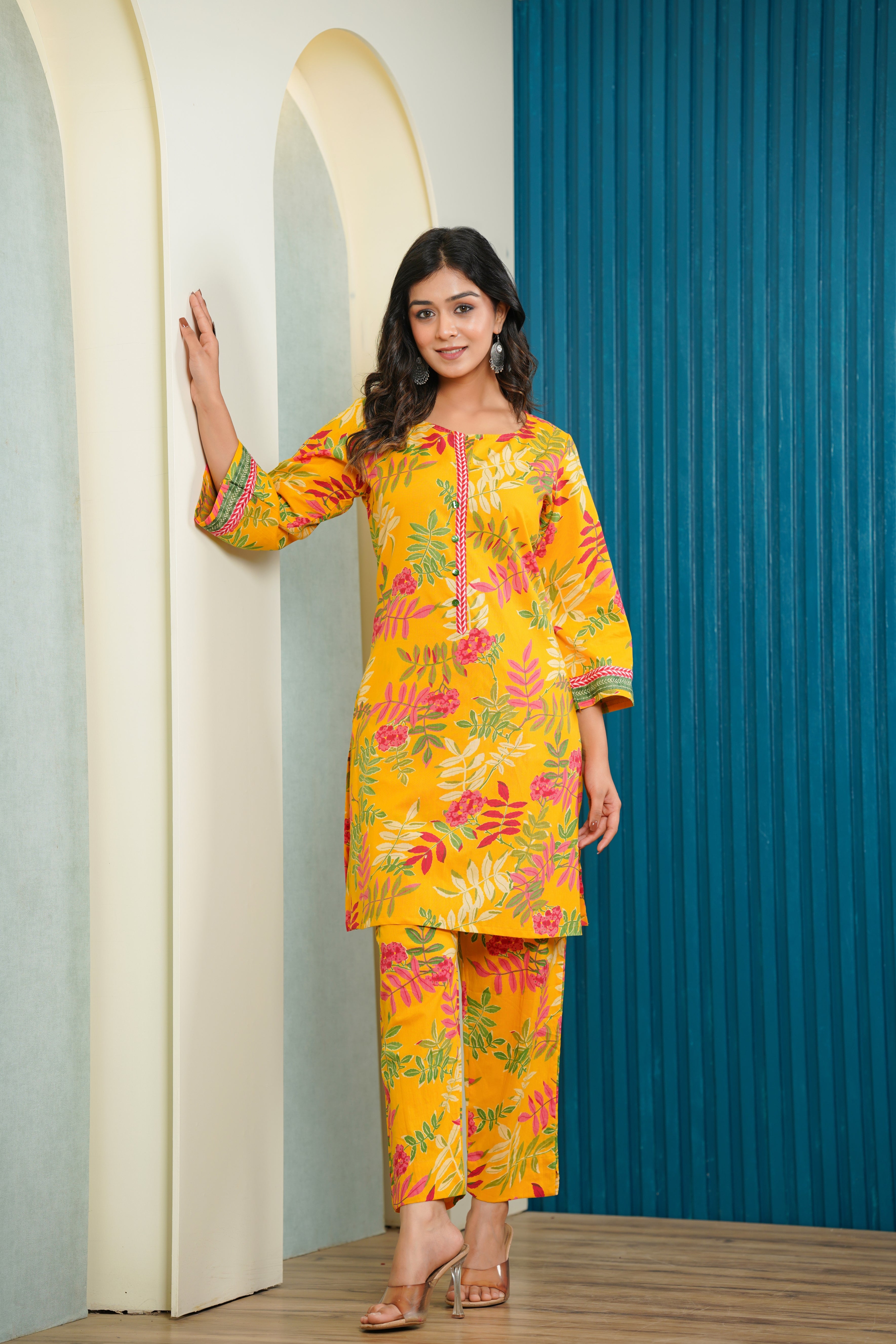 Yellow Floral Cotton Co-ord Set