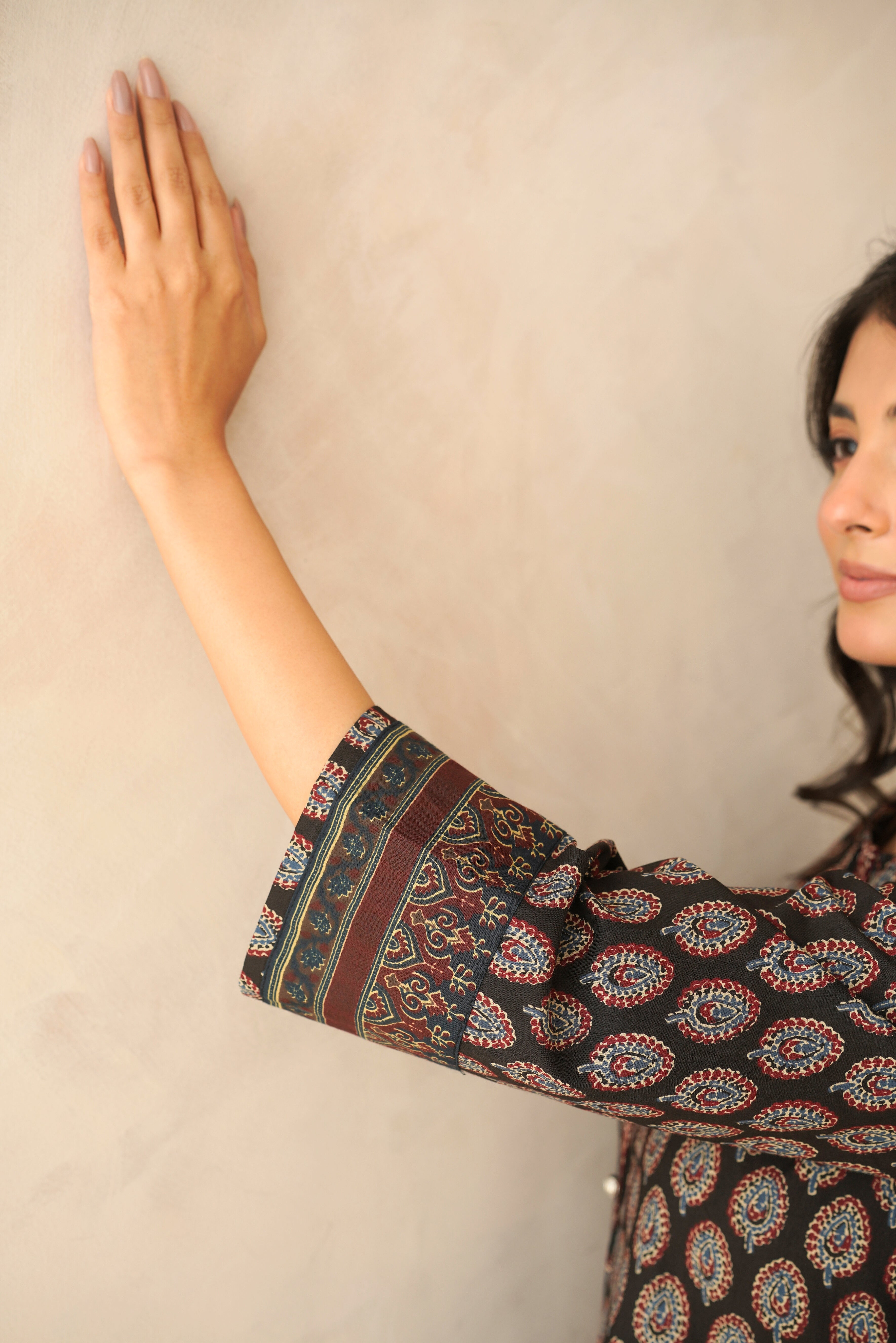 Black Motif Printed Cotton Kurti