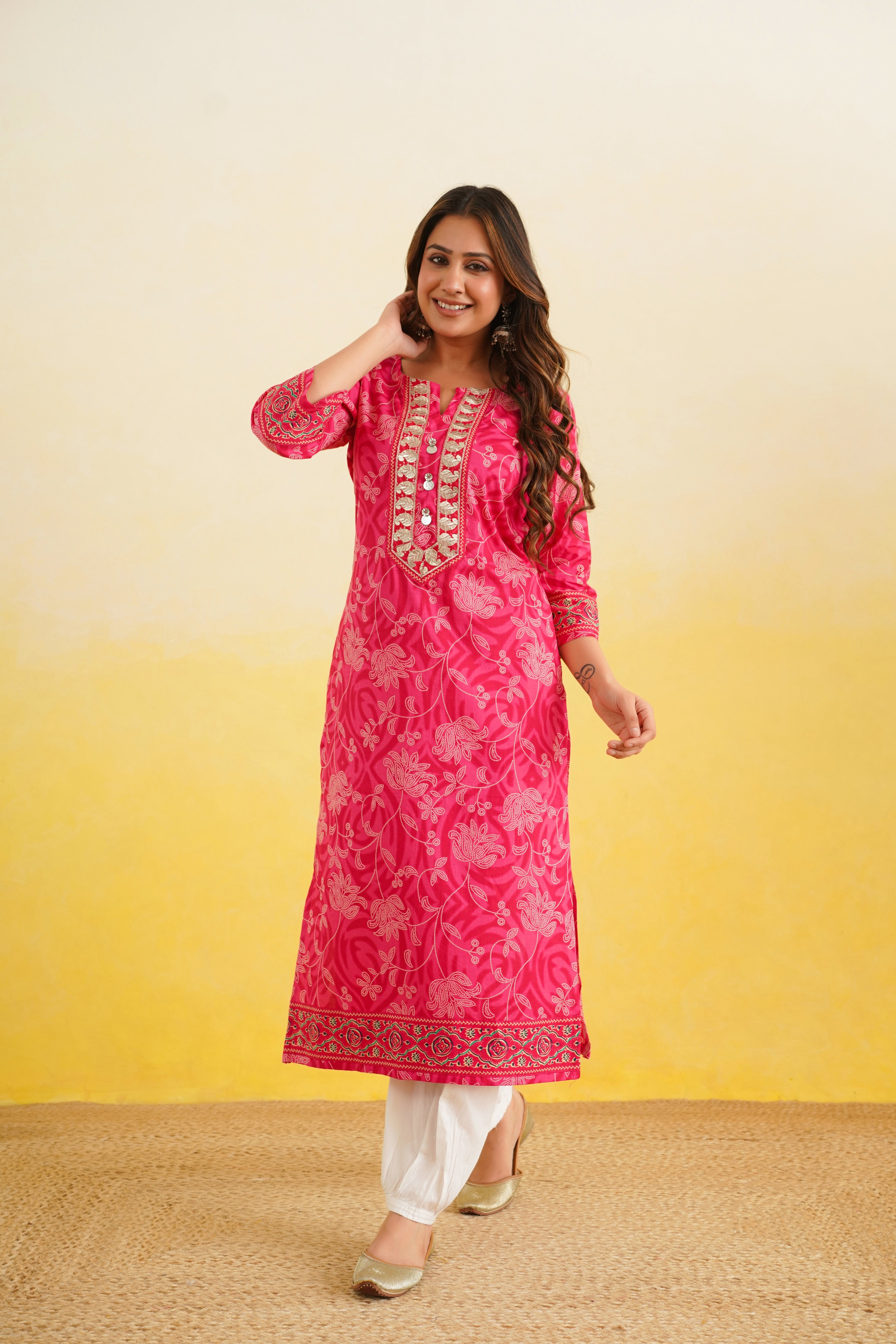 Rani Floral Printed Cotton Kurta