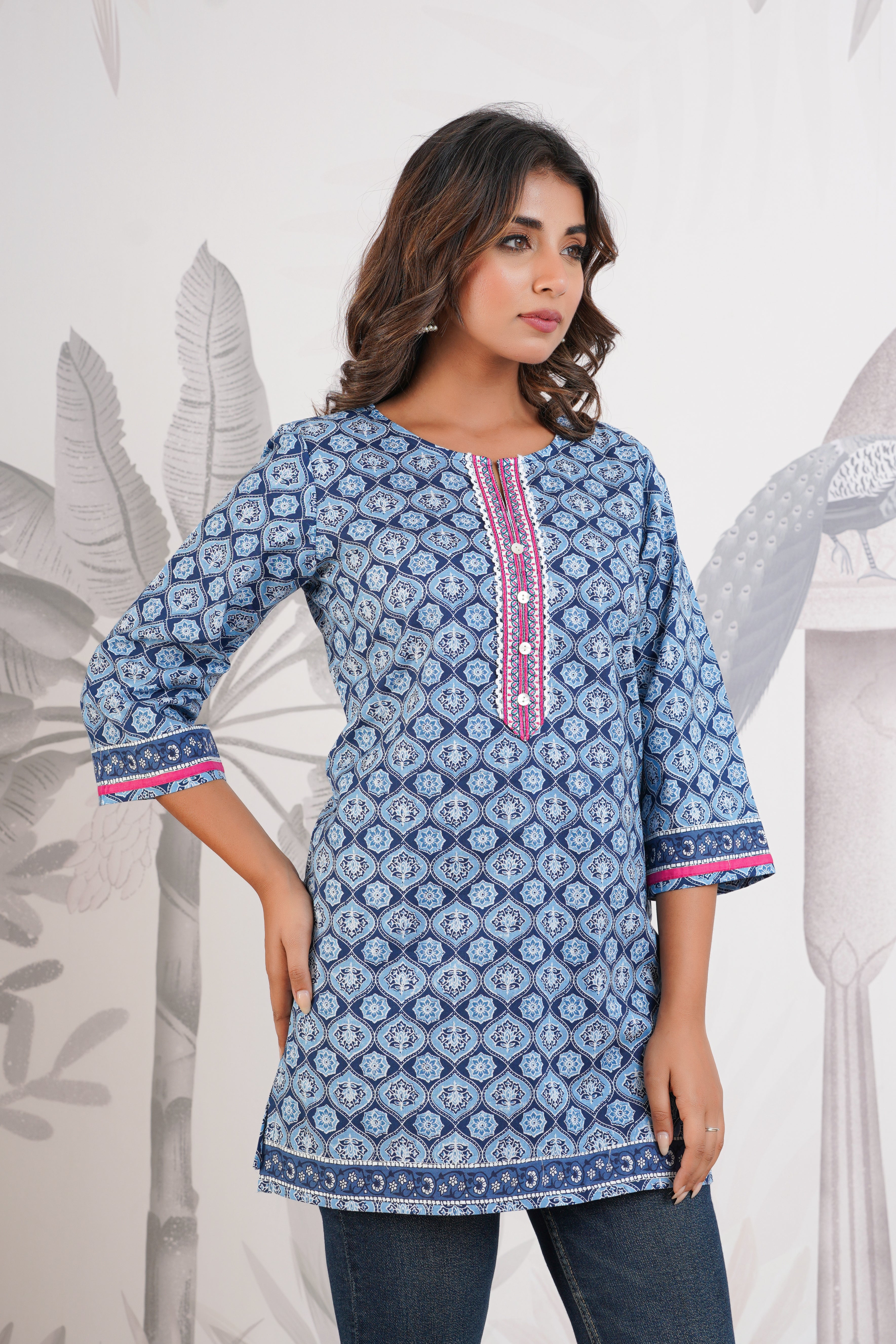 Blue Printed Cotton Kurti