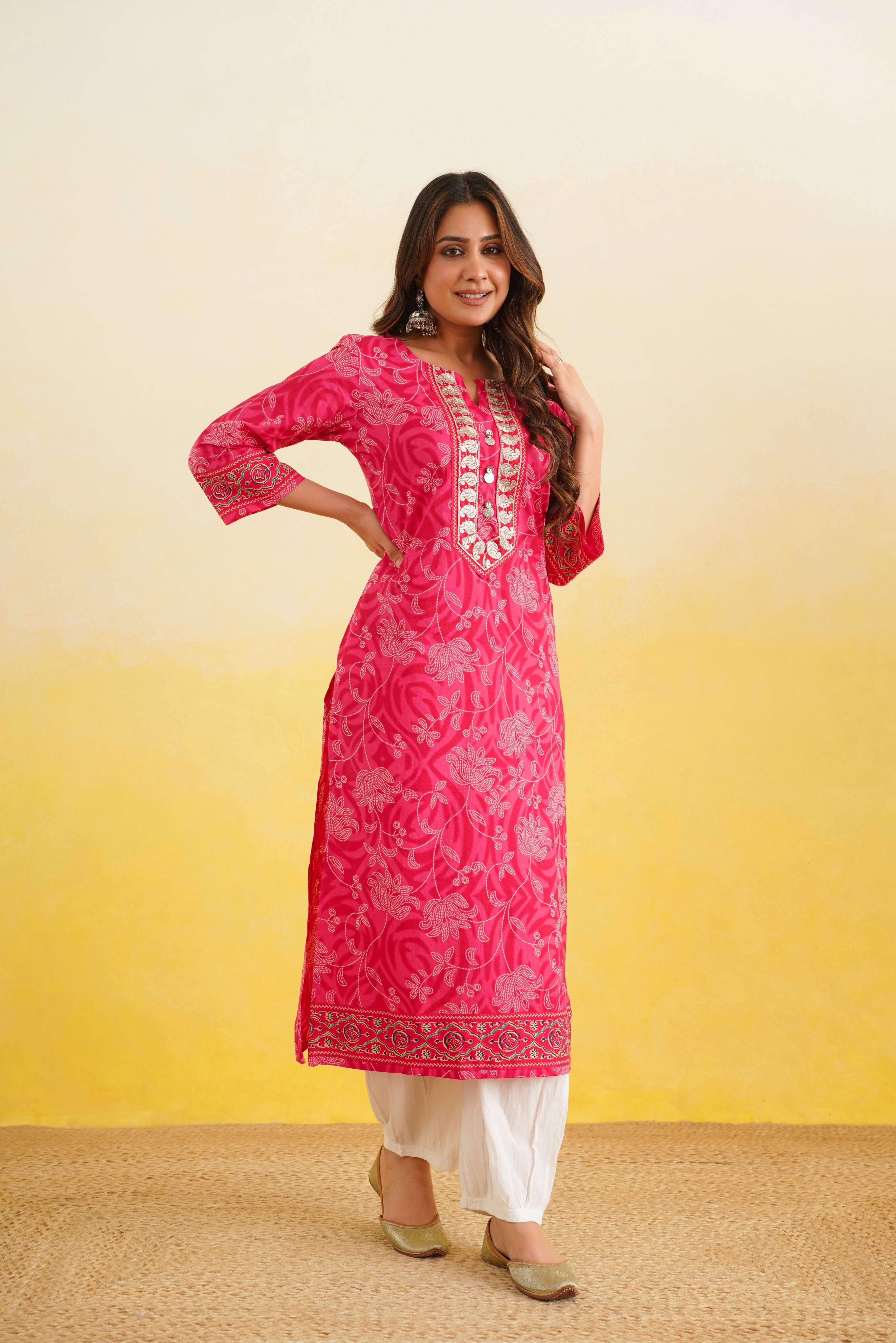Rani Floral Printed Cotton Kurta