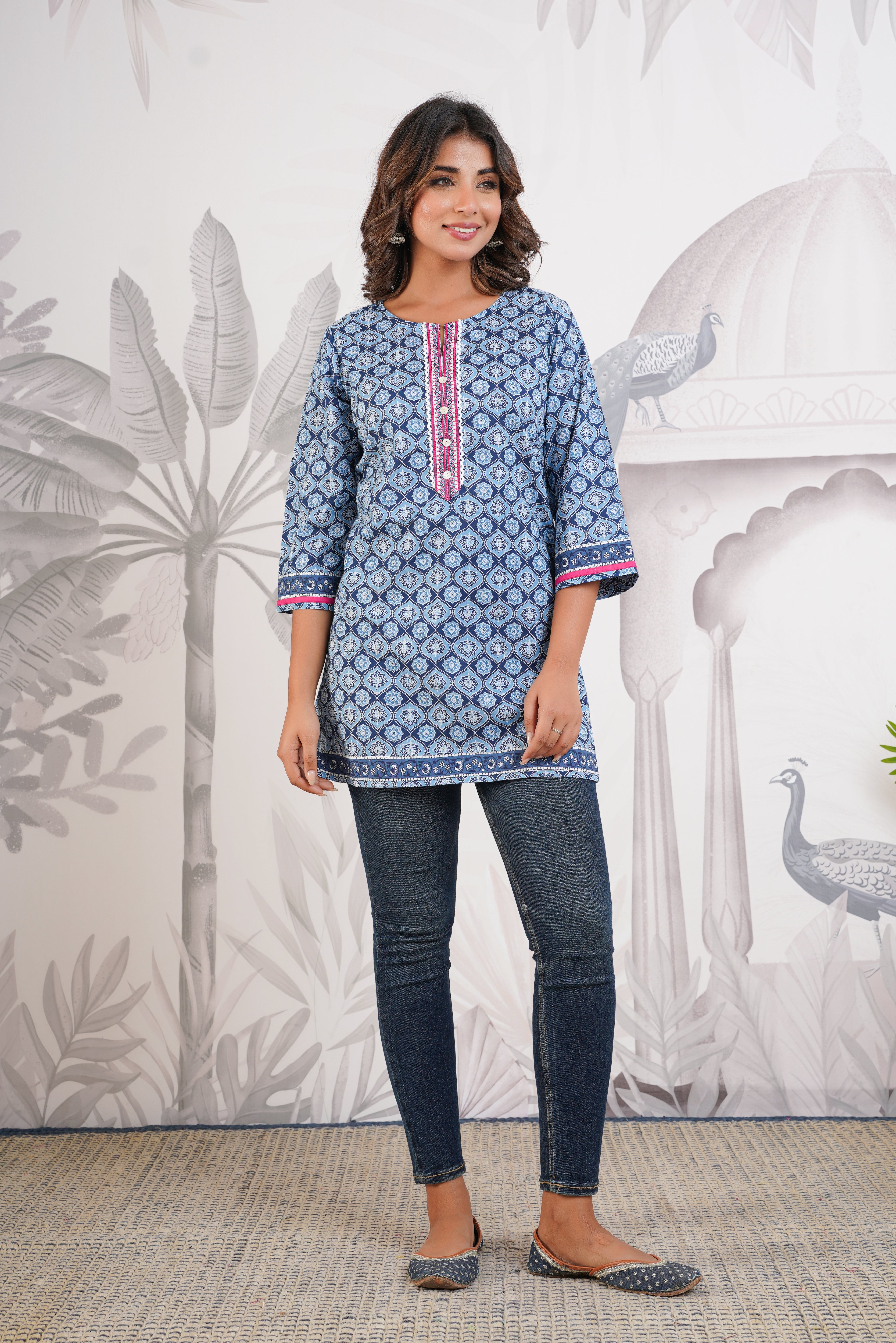 Blue Printed Cotton Kurti