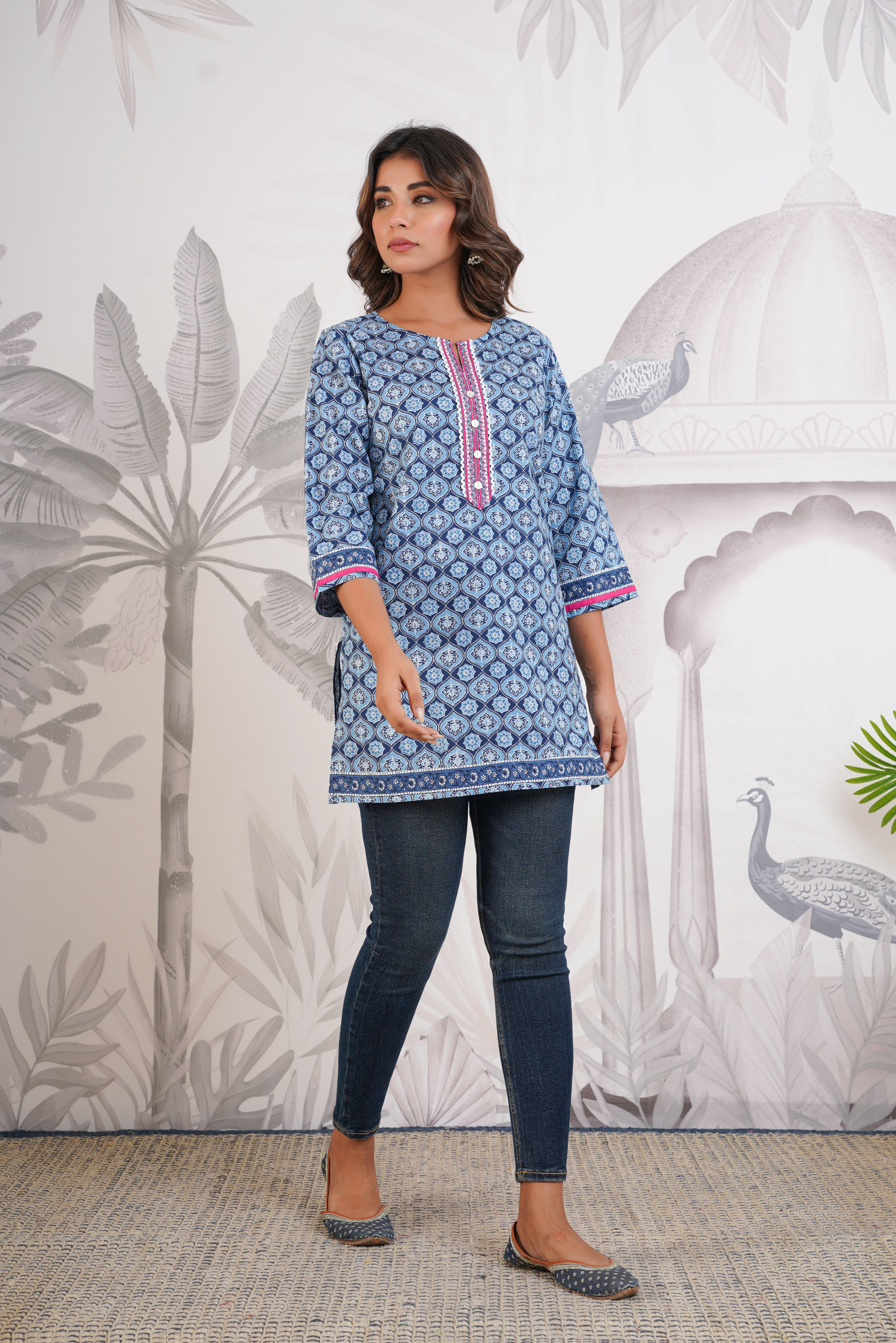 Blue Printed Cotton Kurti