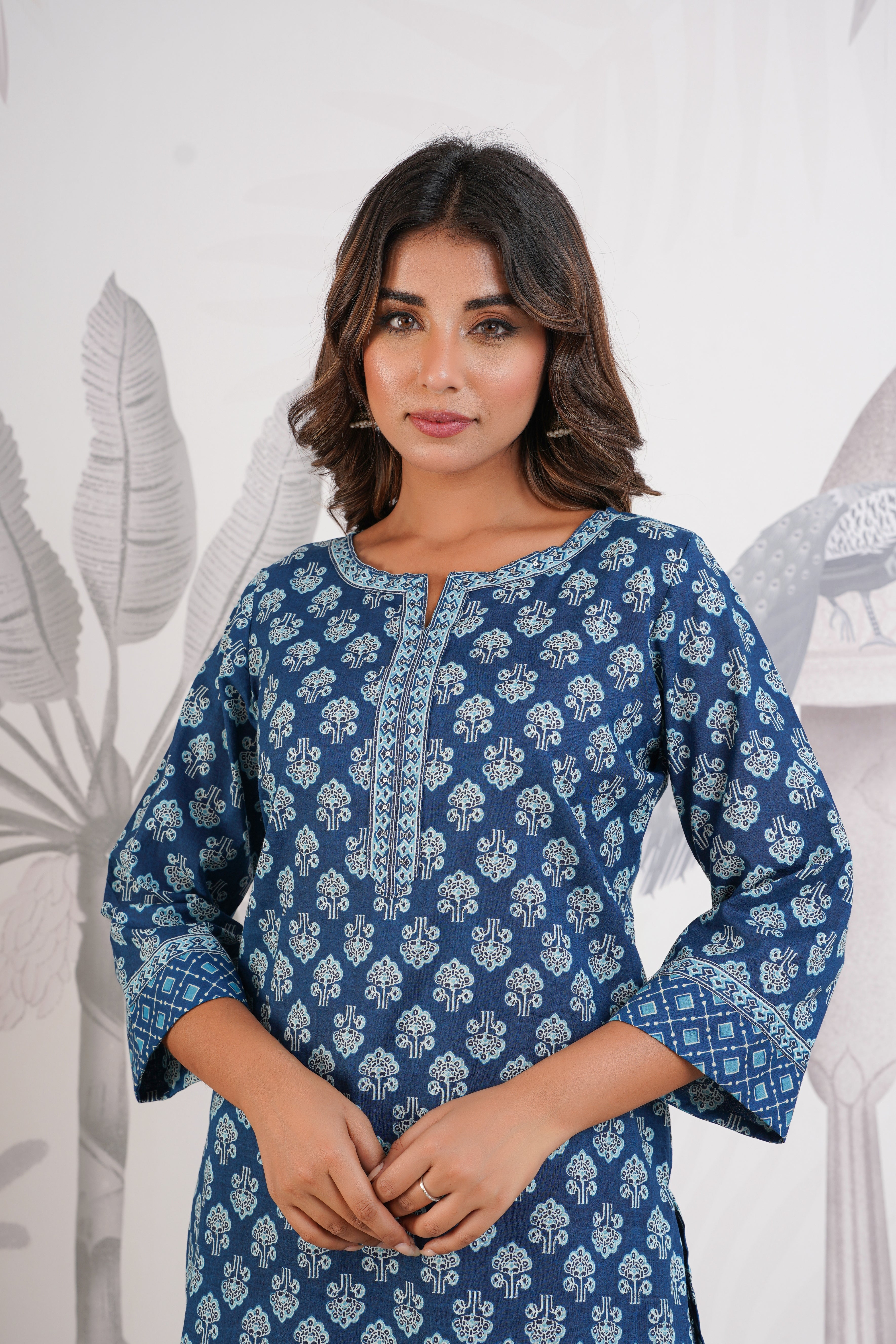 Indigo Motif Printed Cotton Kurti