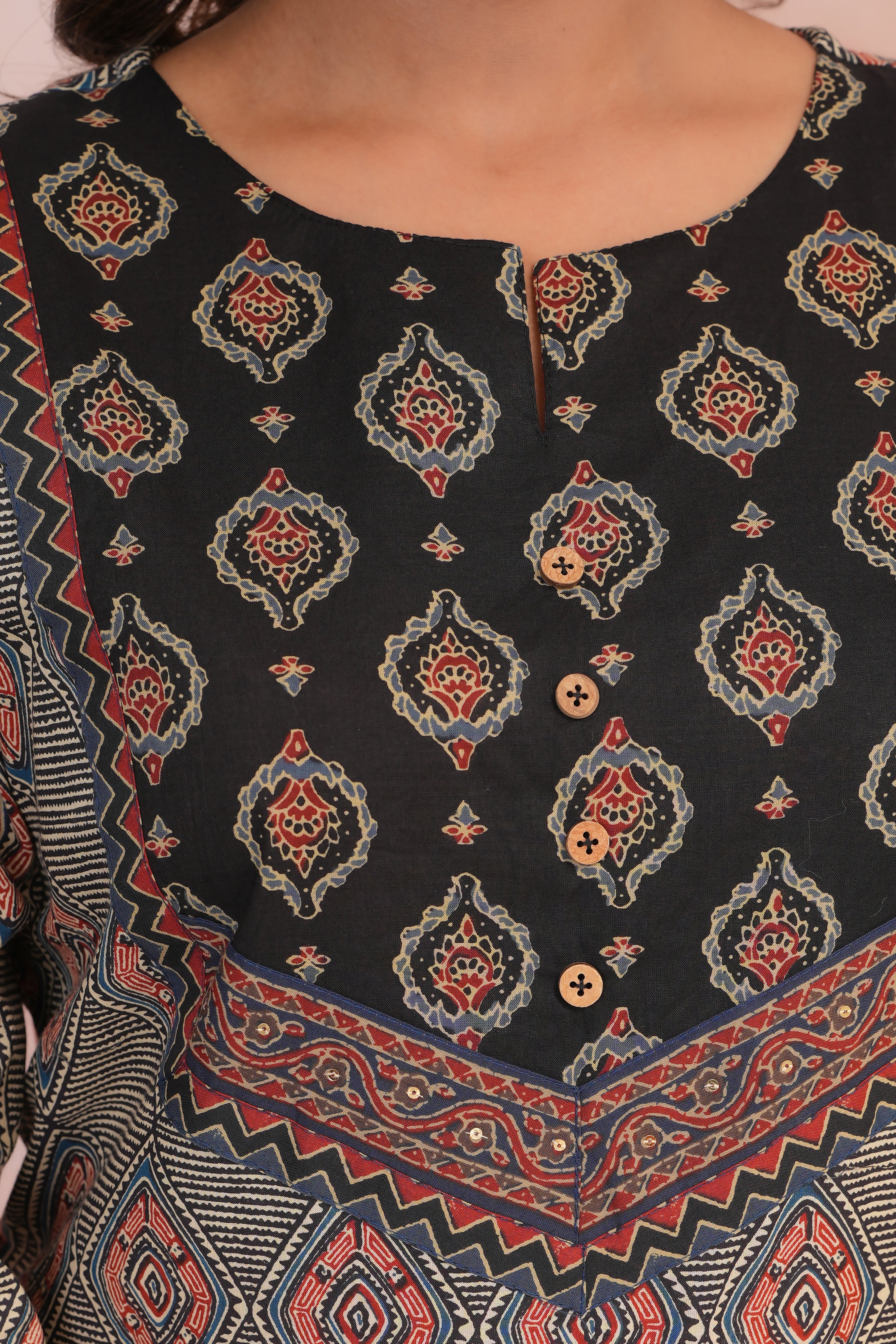 Black Motif Printed Cotton 2 Pec Set