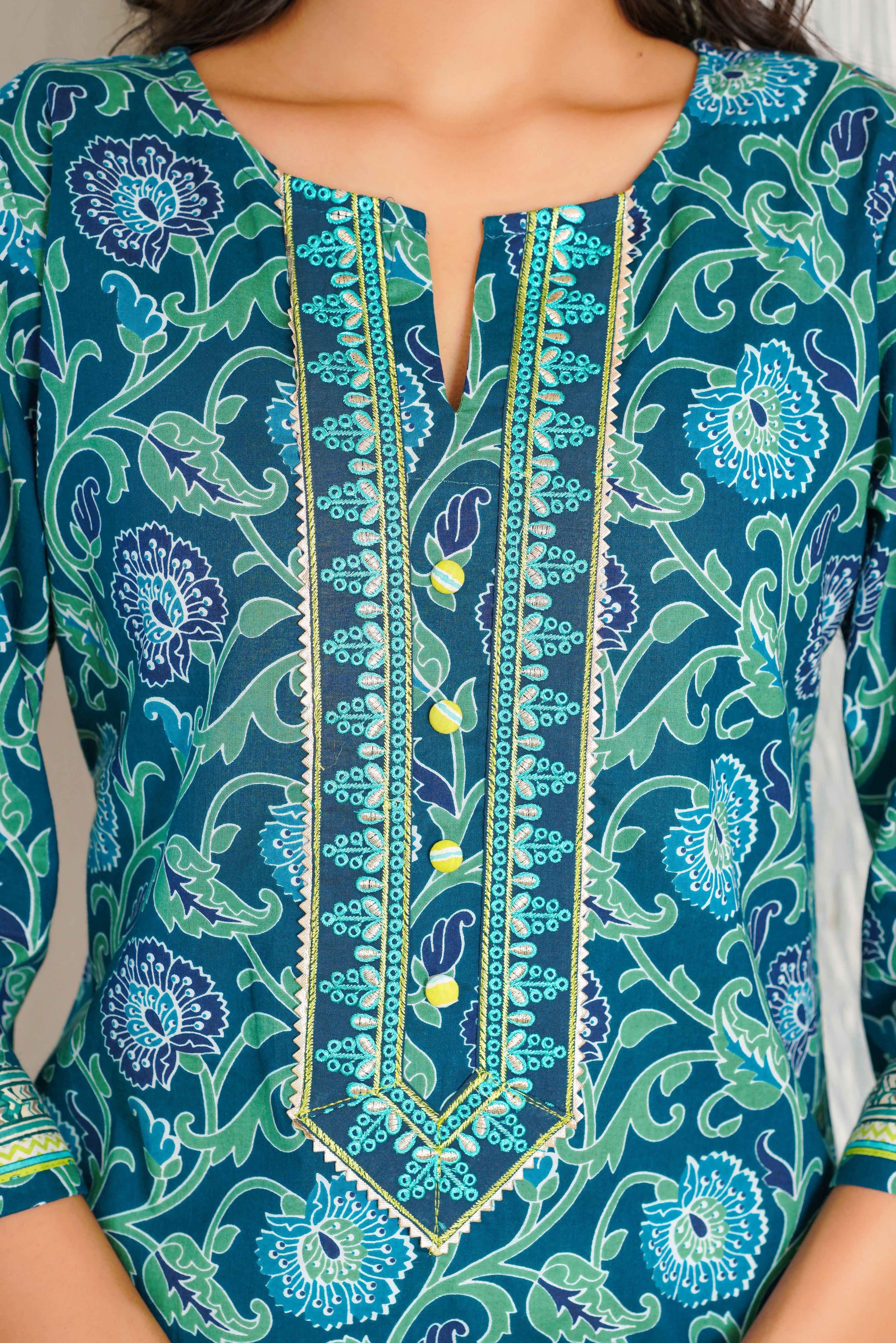 Rama Floral Printed Cotton Kurta