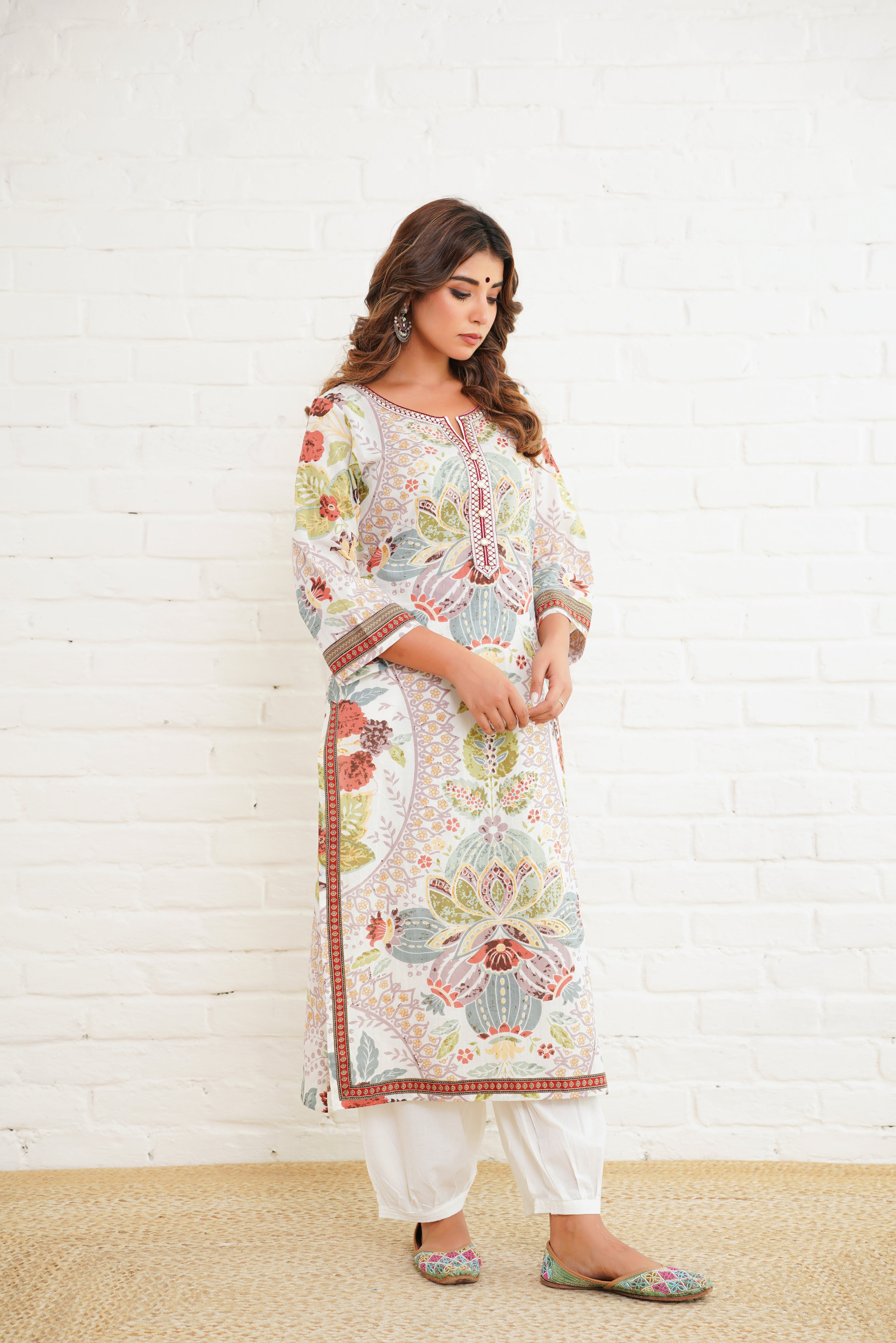 Multicolor Motif Cotton Printed Kurta