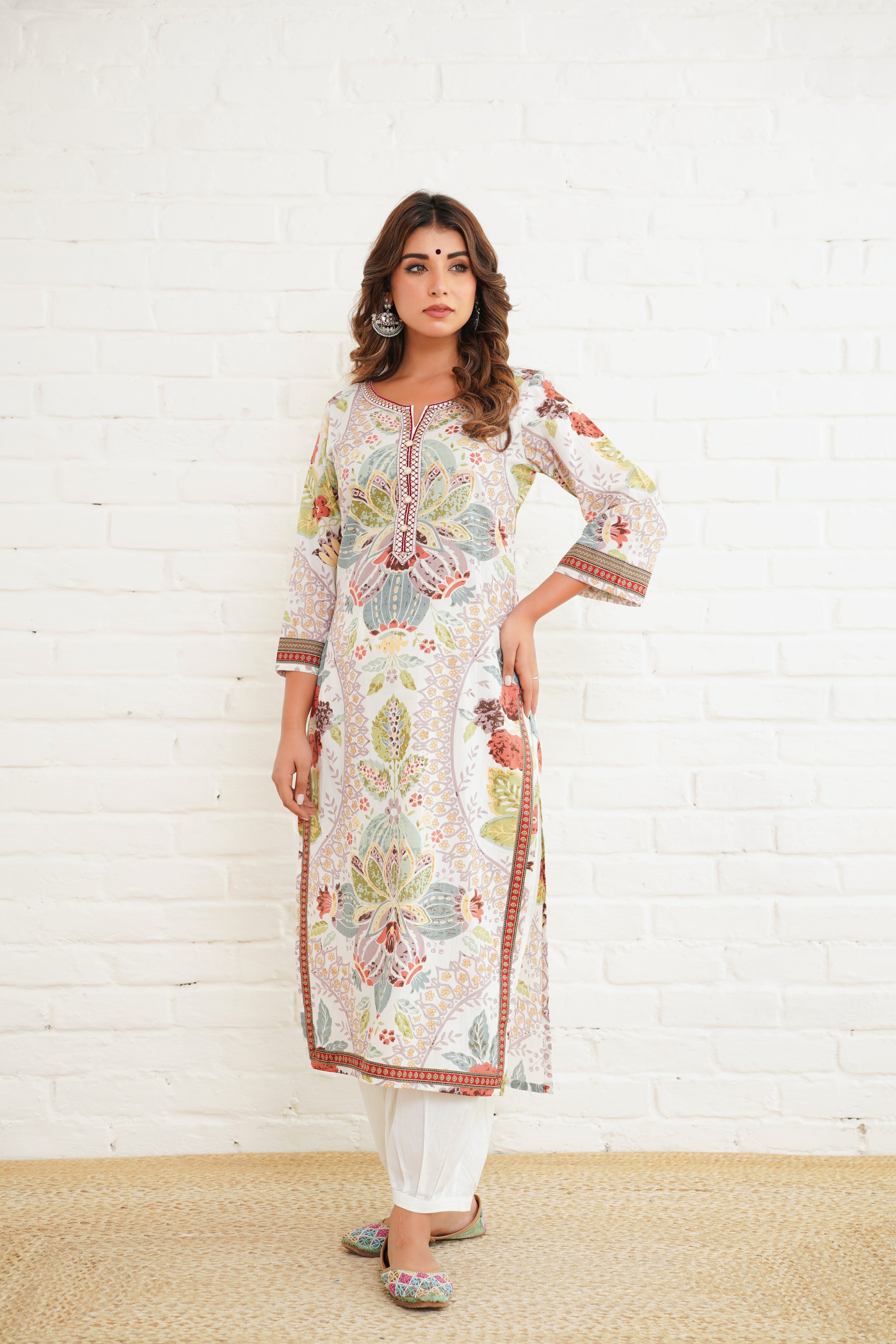 Multicolor Motif Cotton Printed Kurta