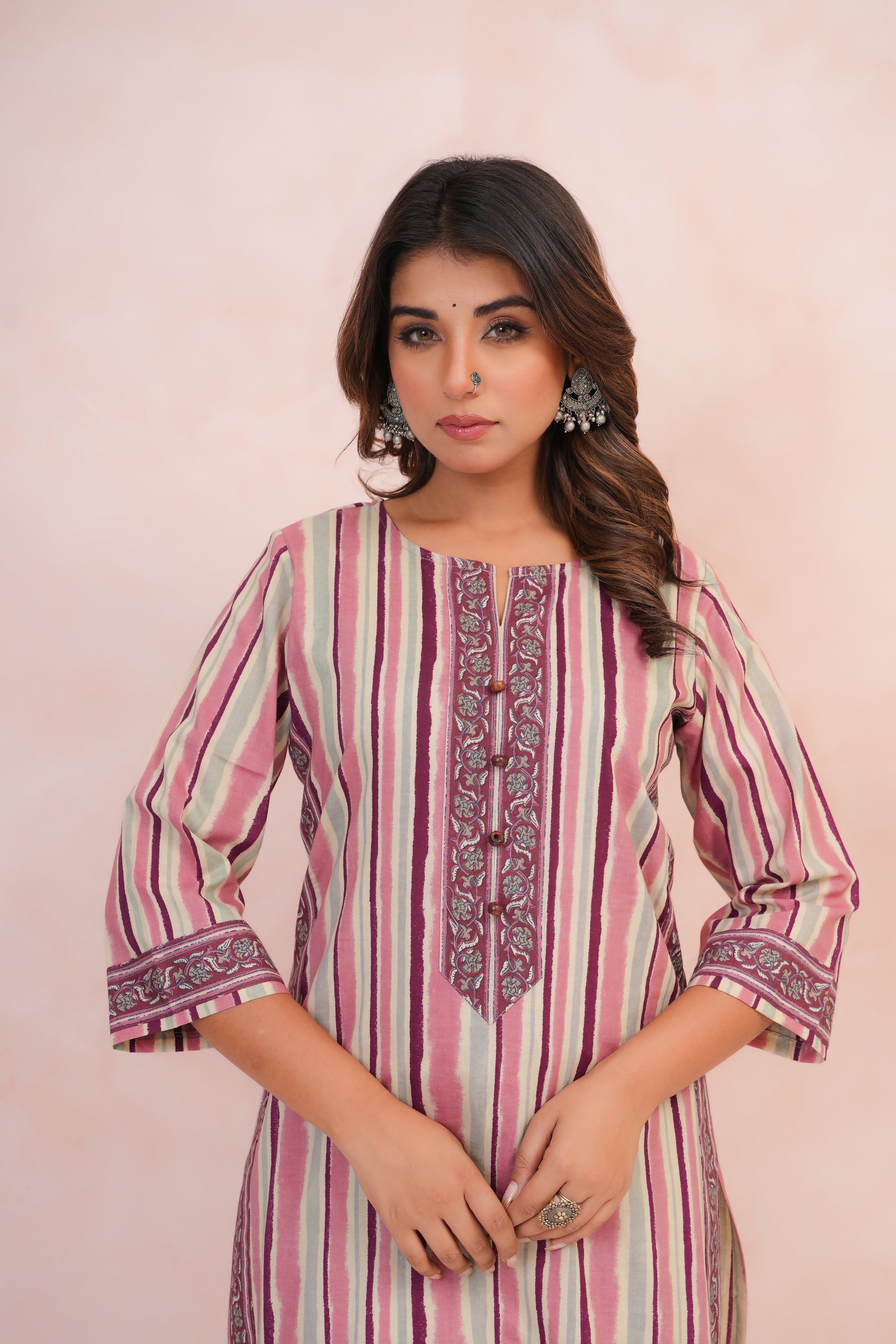 Multicolor stripes Printed Cotton 2 Pec Set