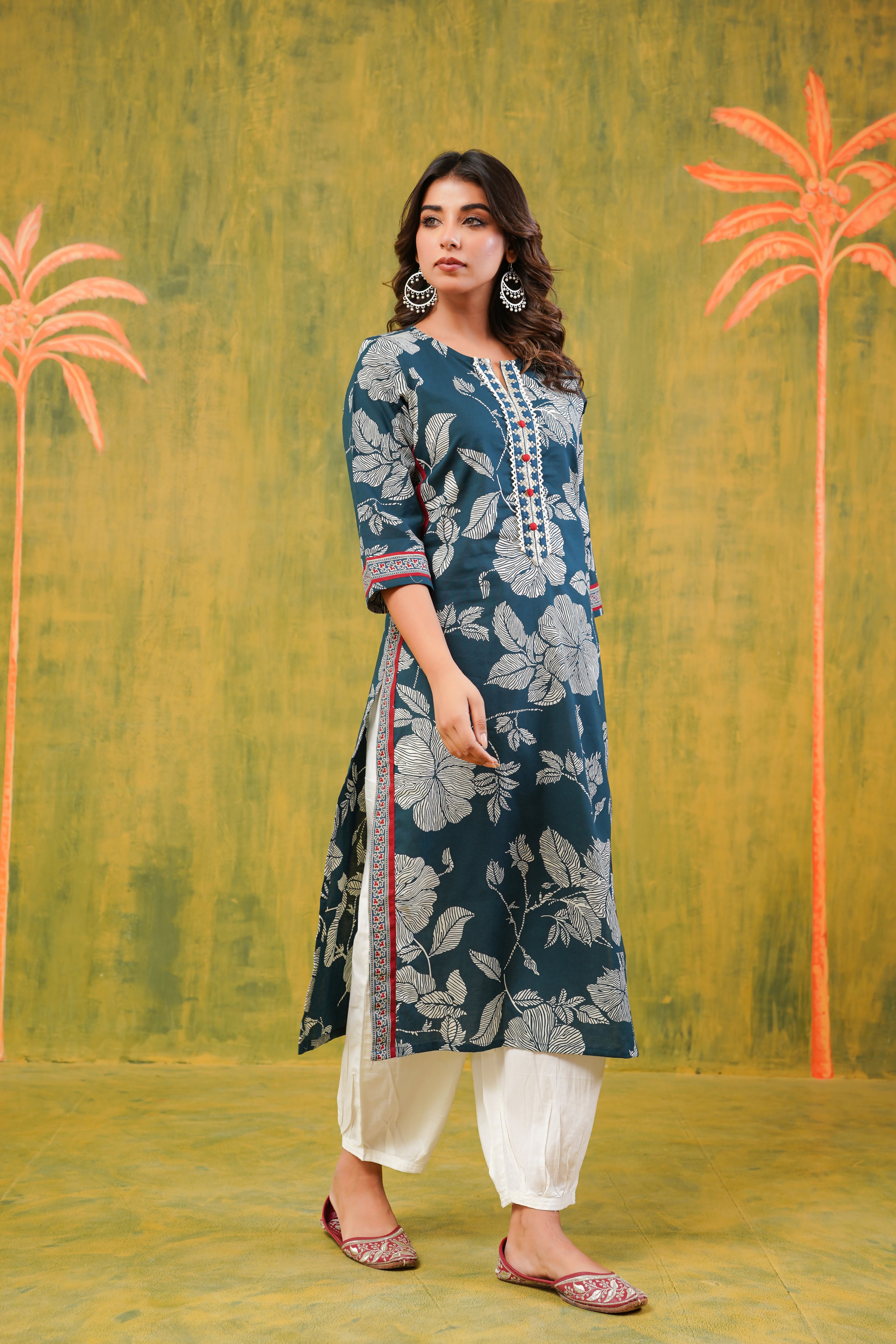 Rama Floral Printed Cotton Kurta