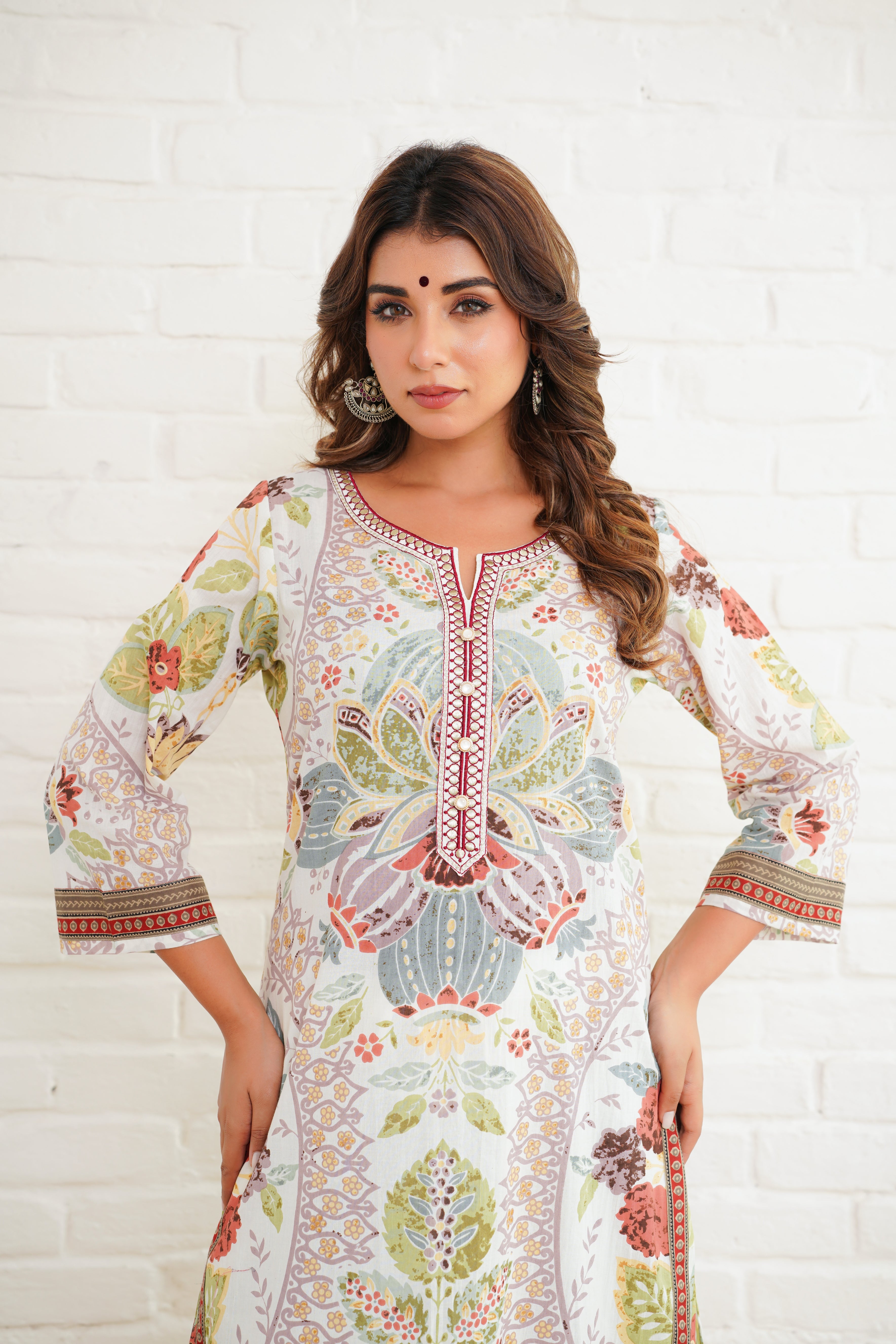 Multicolor Motif Cotton Printed Kurta
