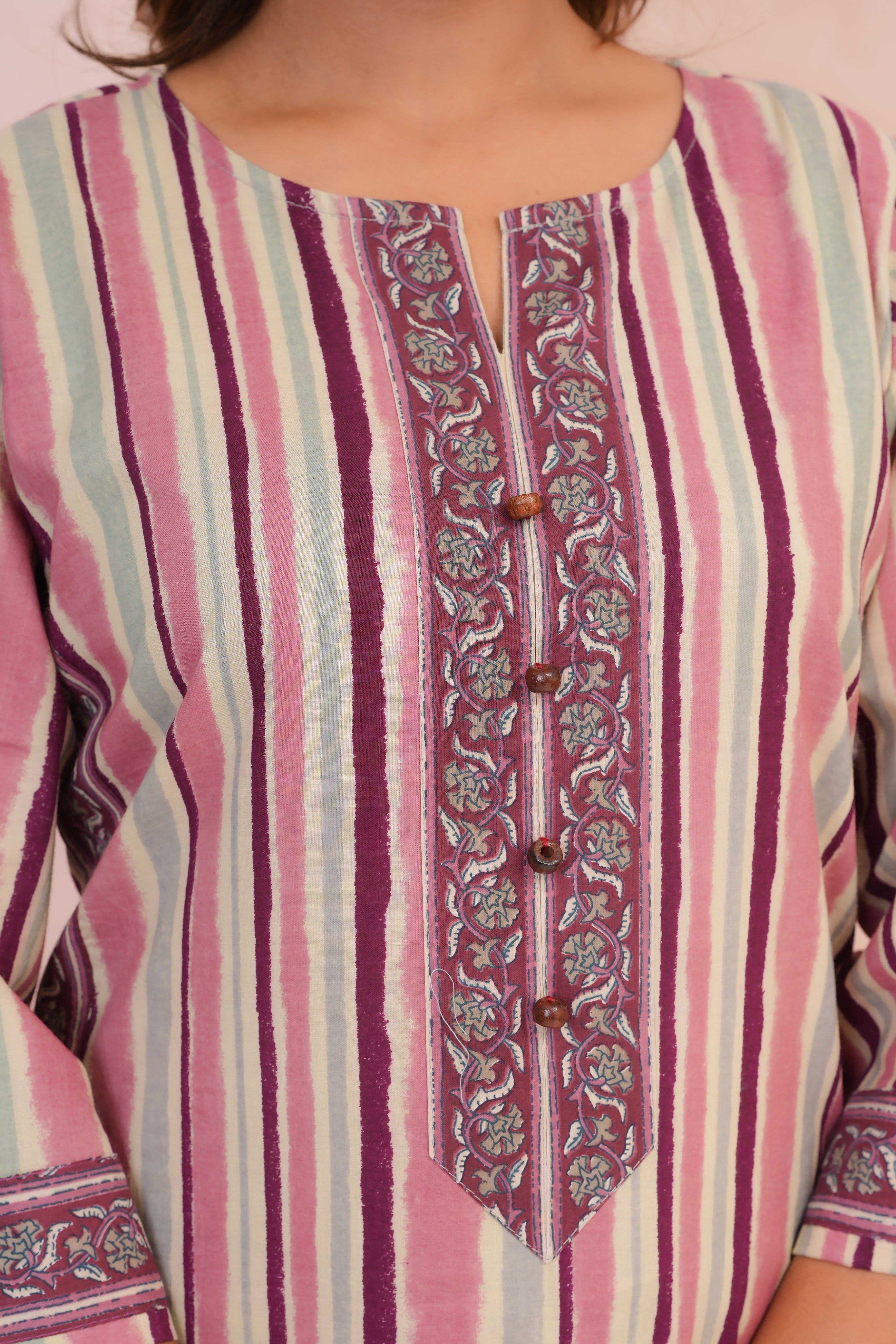 Multicolor stripes Printed Cotton 2 Pec Set