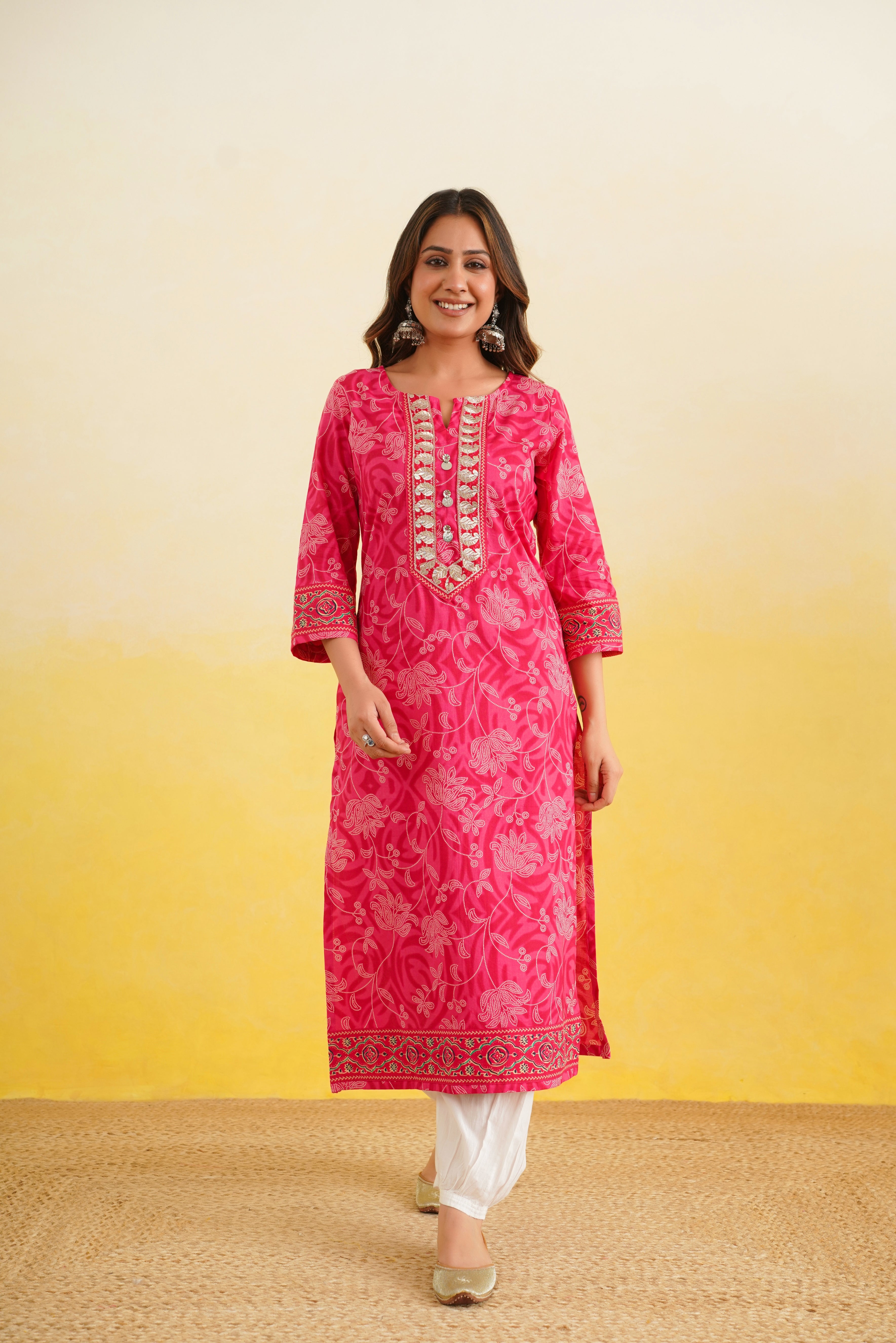 Rani Floral Printed Cotton Kurta