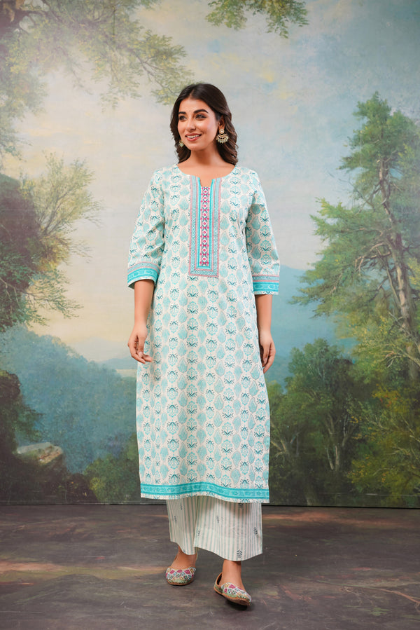 Firozi Motif Printed Cotton 2 Pec Set