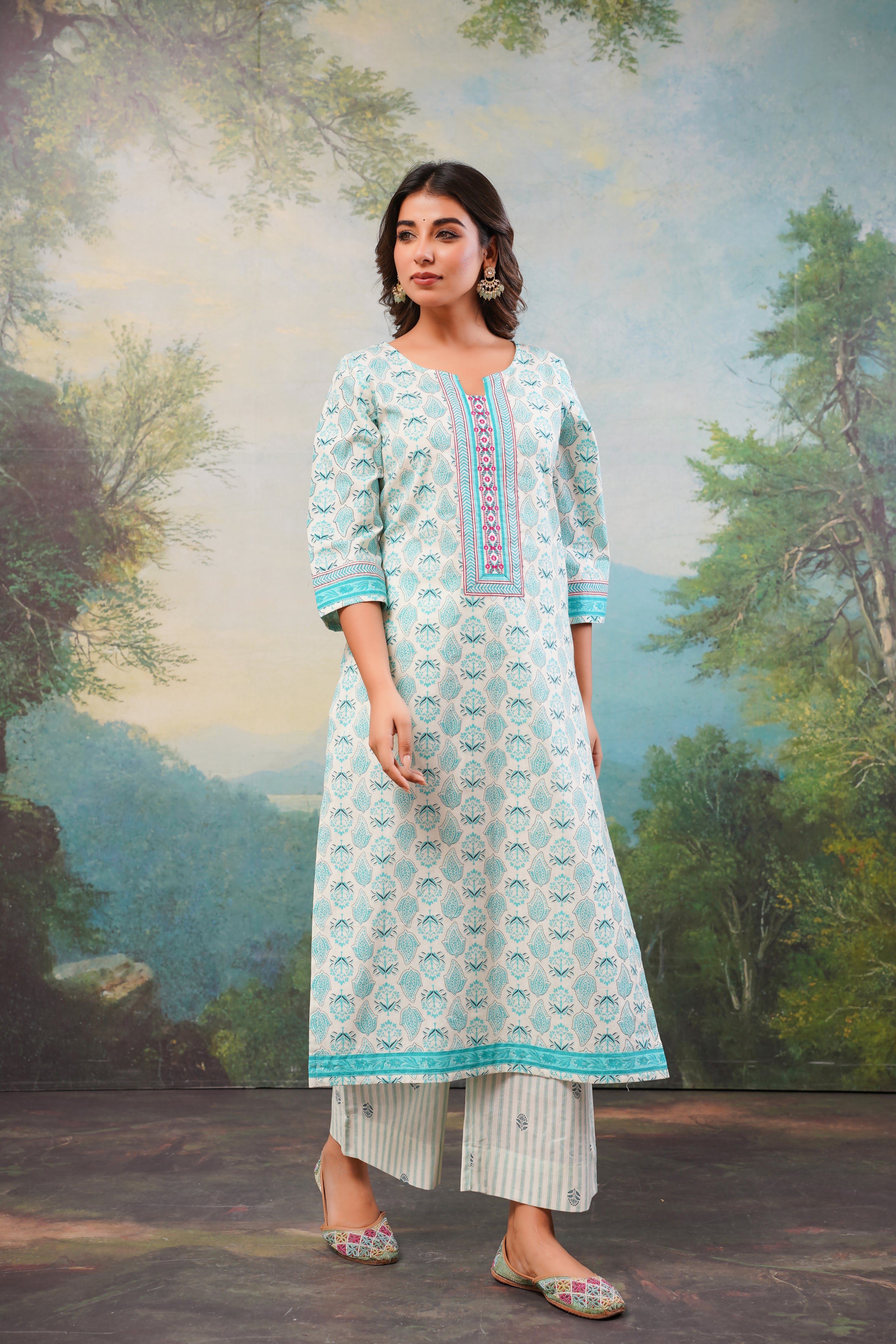 Firozi Motif Printed Cotton 2 Pec Set