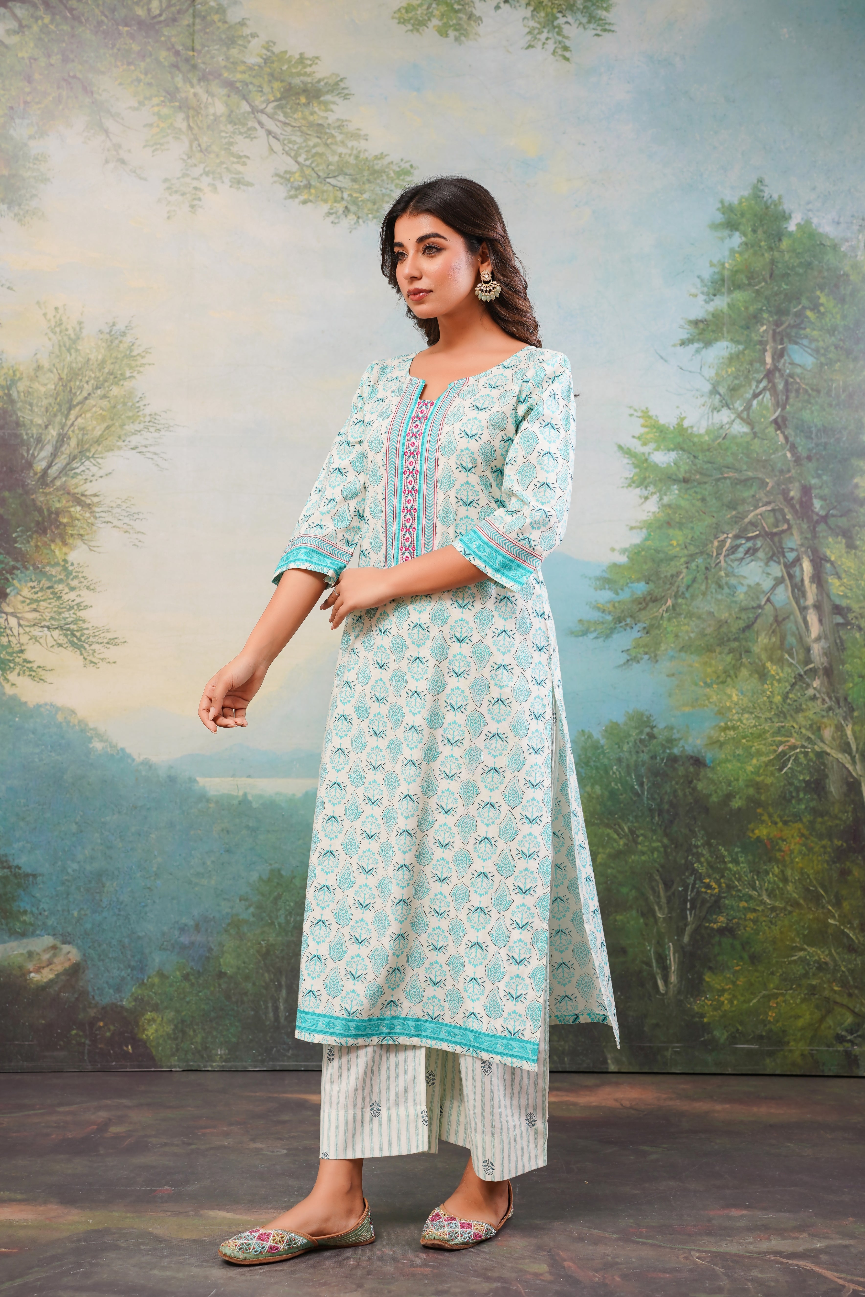 Firozi Motif Printed Cotton 2 Pec Set