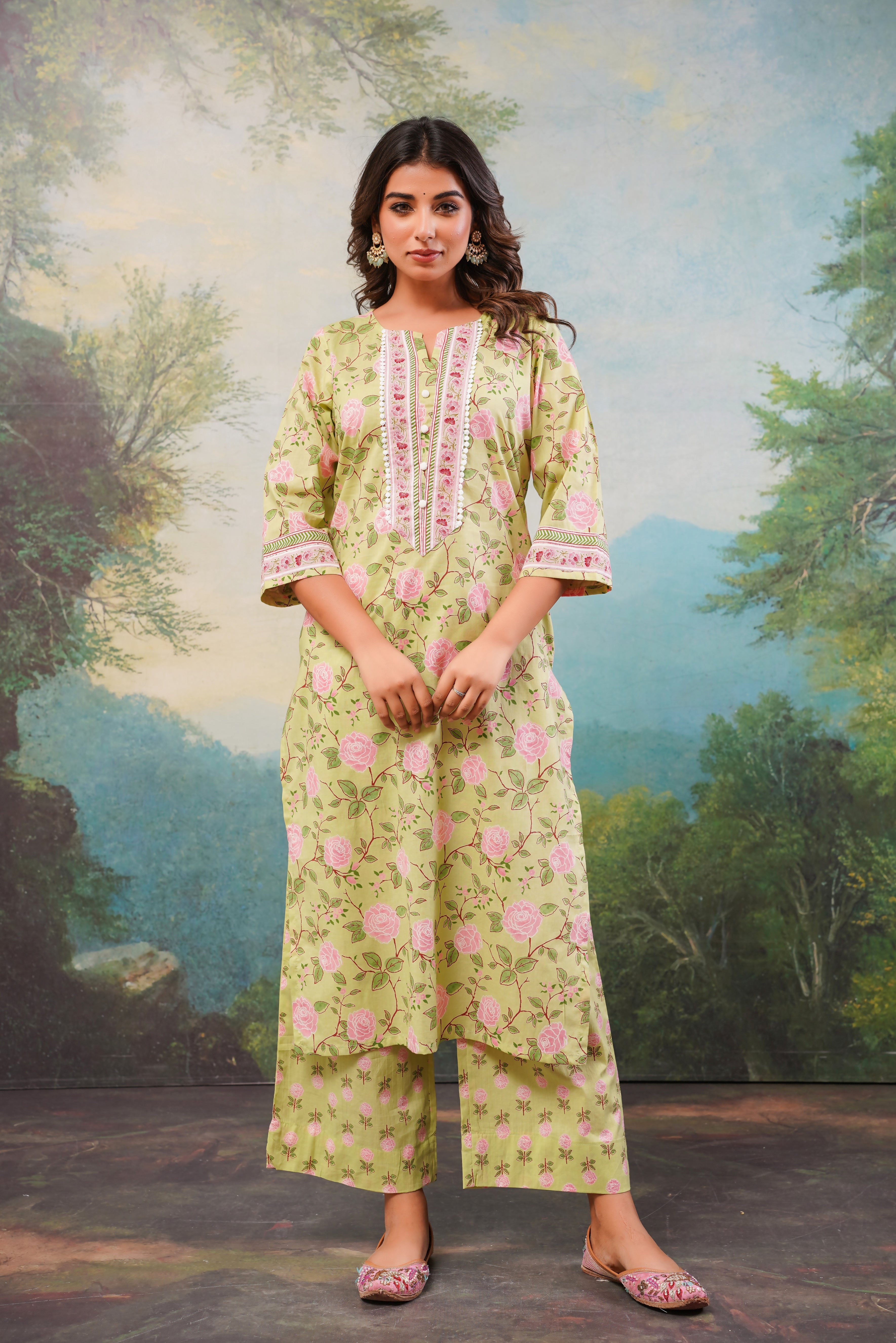 Pista Floral Printed Cotton 2 Pec Set