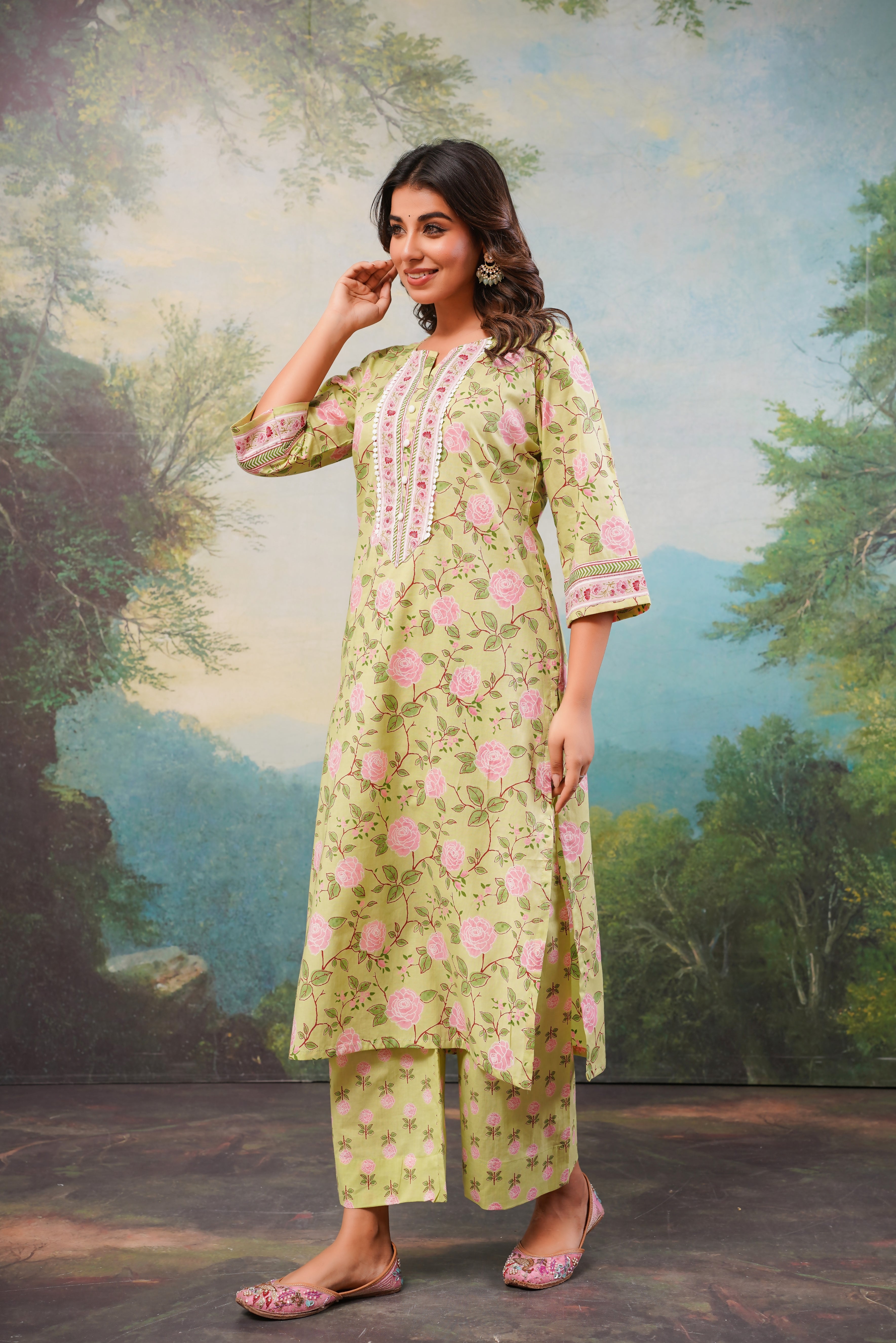 Pista Floral Printed Cotton 2 Pec Set