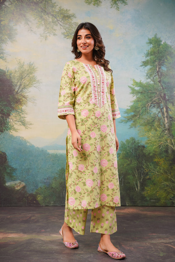 Pista Floral Printed Cotton 2 Pec Set