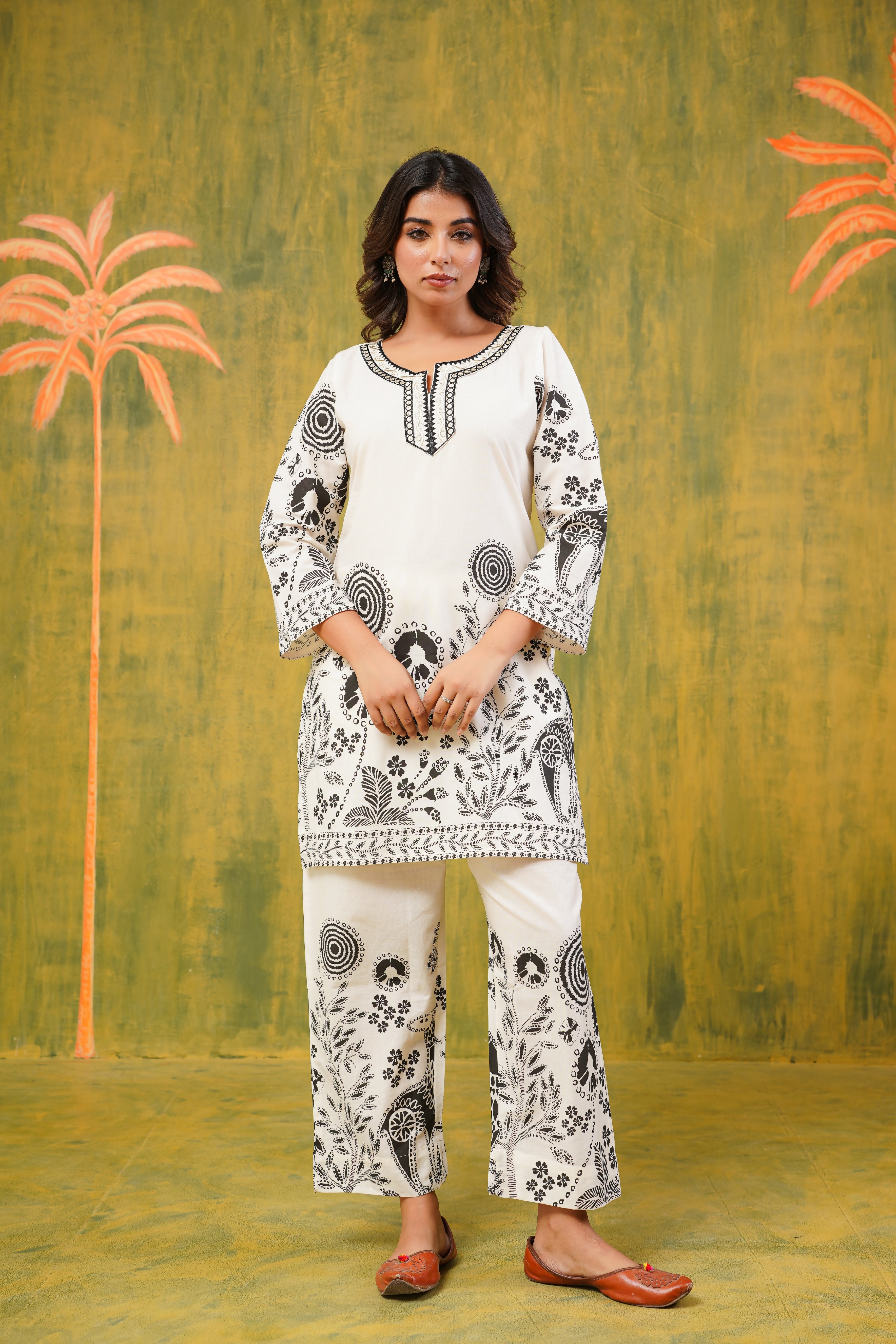 Black Tropical Cotton CO-ORD Set