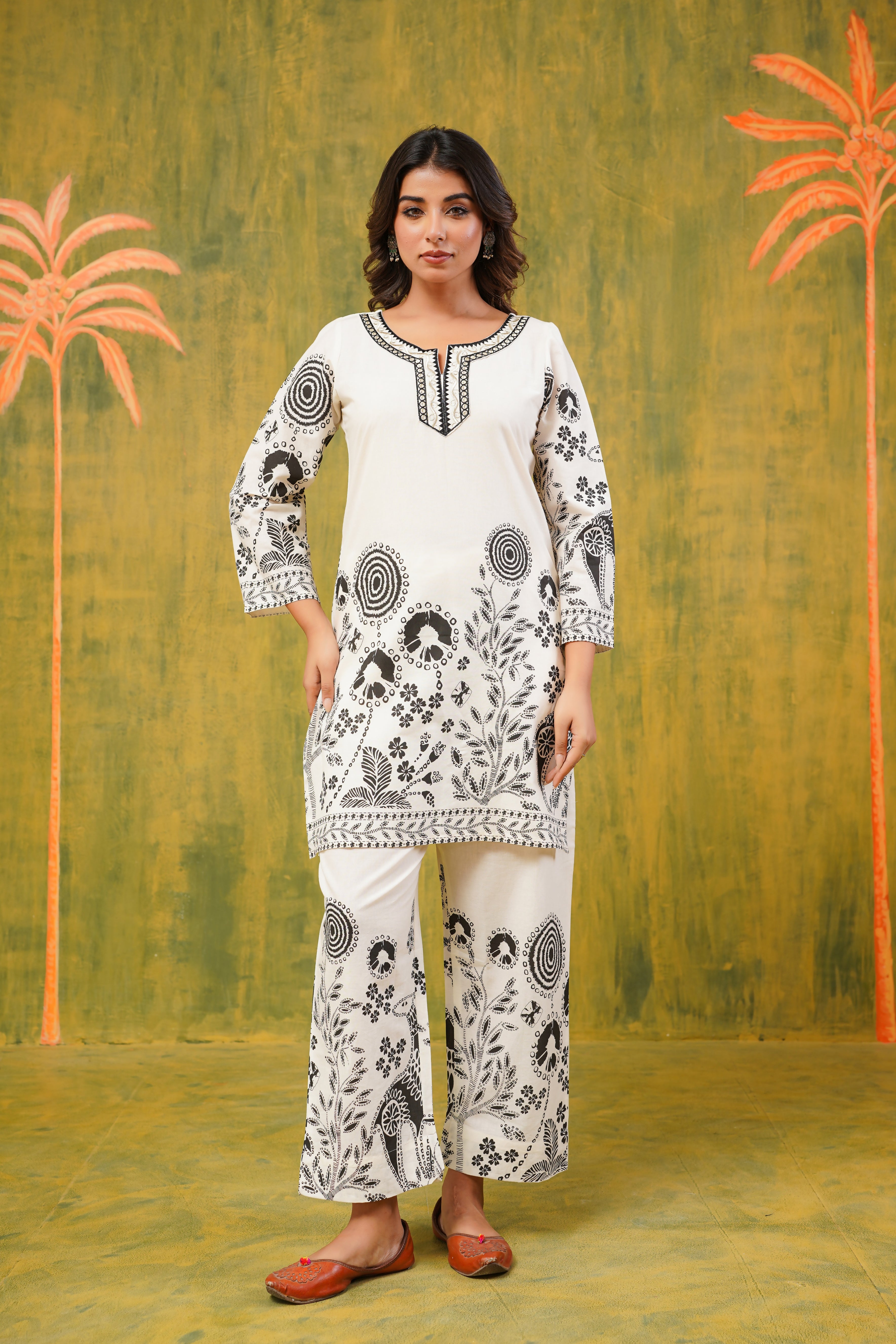 Black Tropical Cotton CO-ORD Set