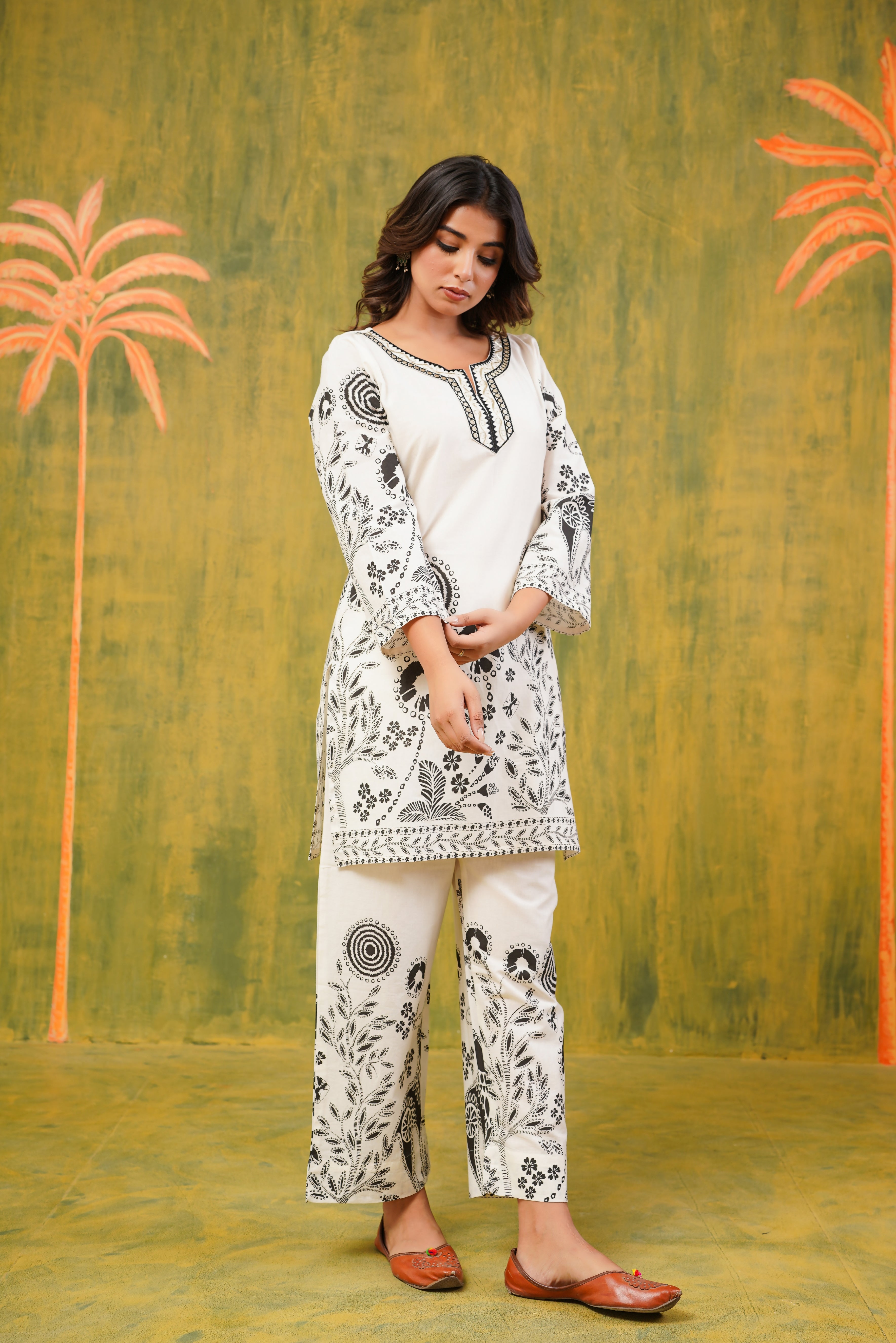 Black Tropical Cotton CO-ORD Set