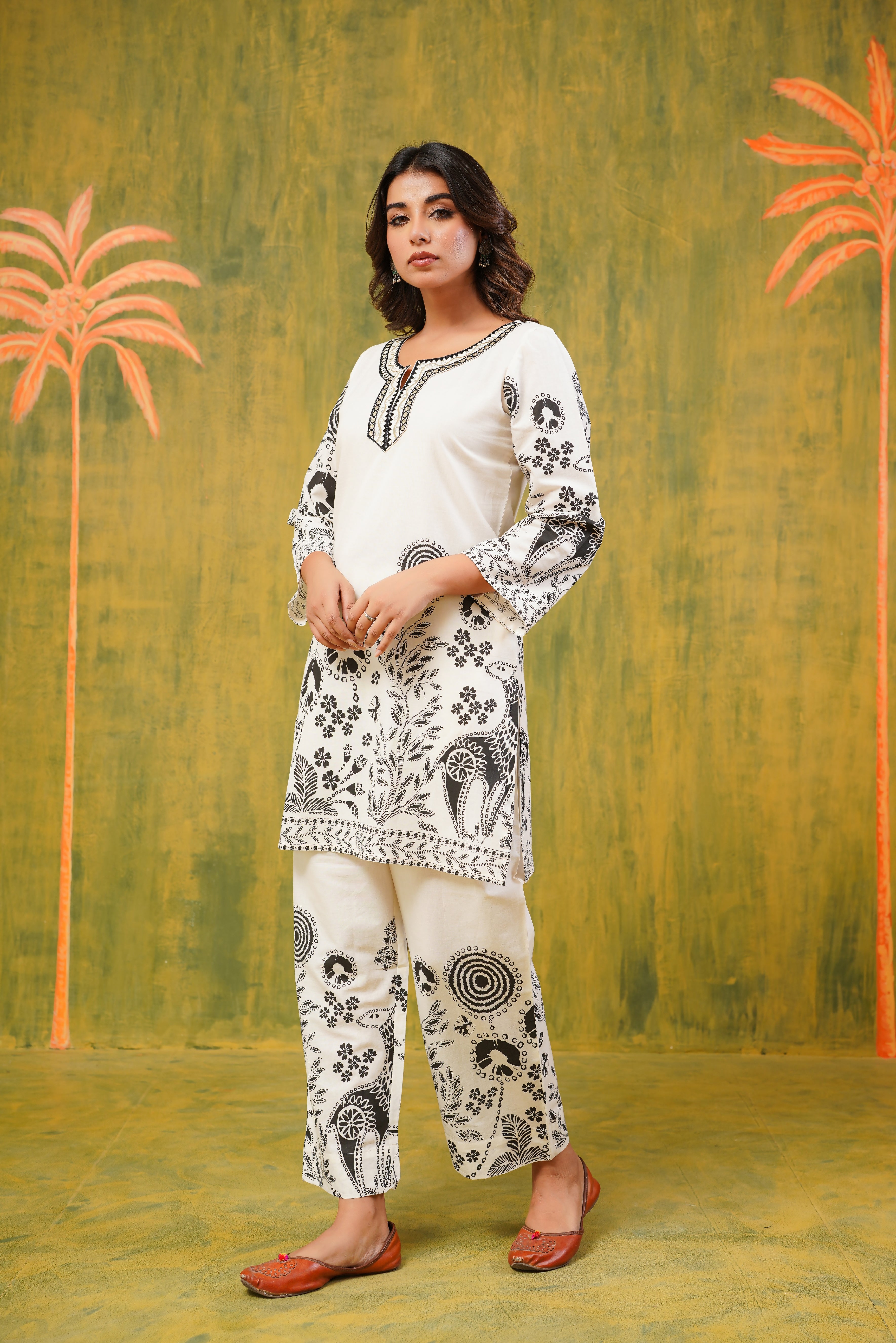 Black Tropical Cotton CO-ORD Set