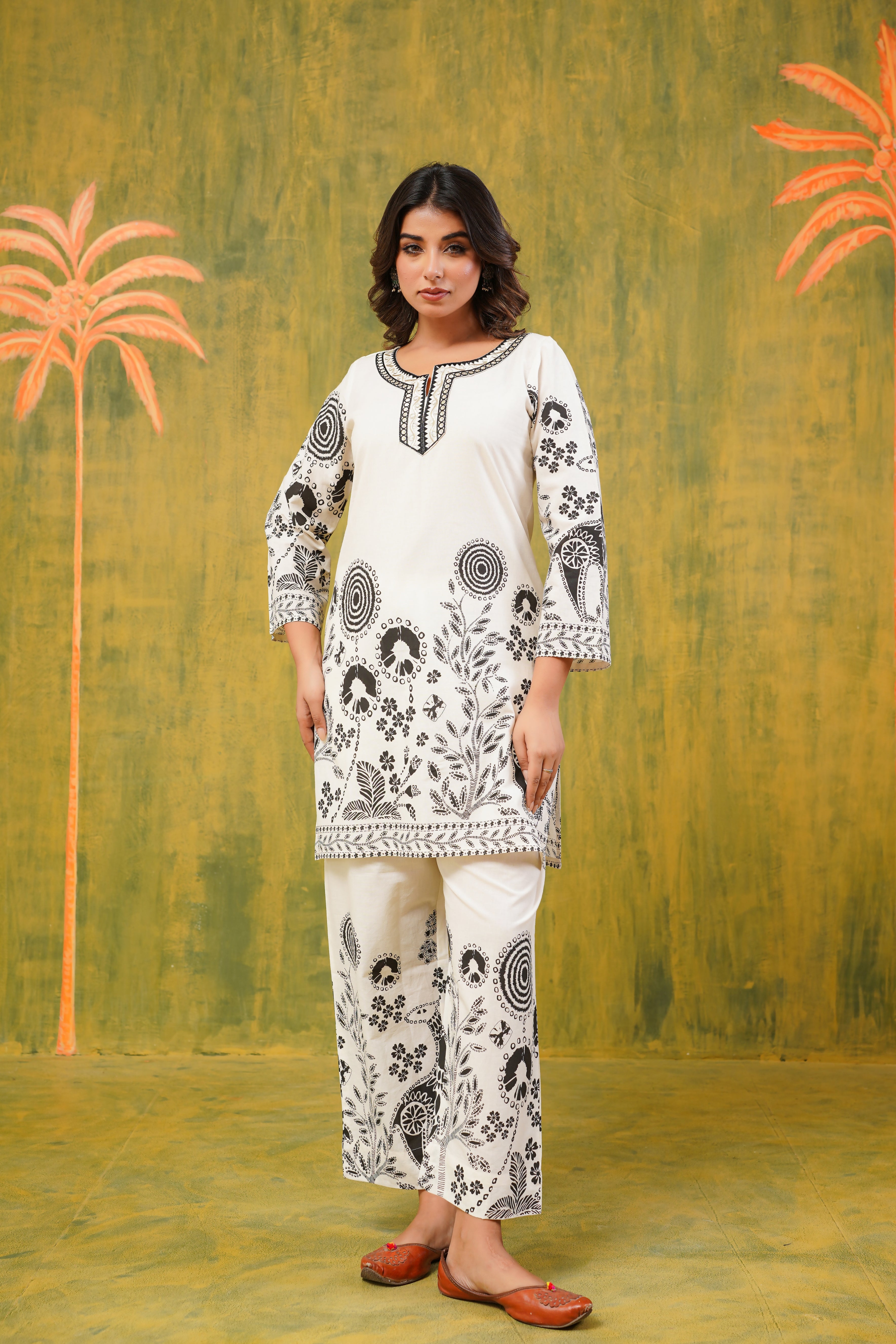 Black Tropical Cotton CO-ORD Set