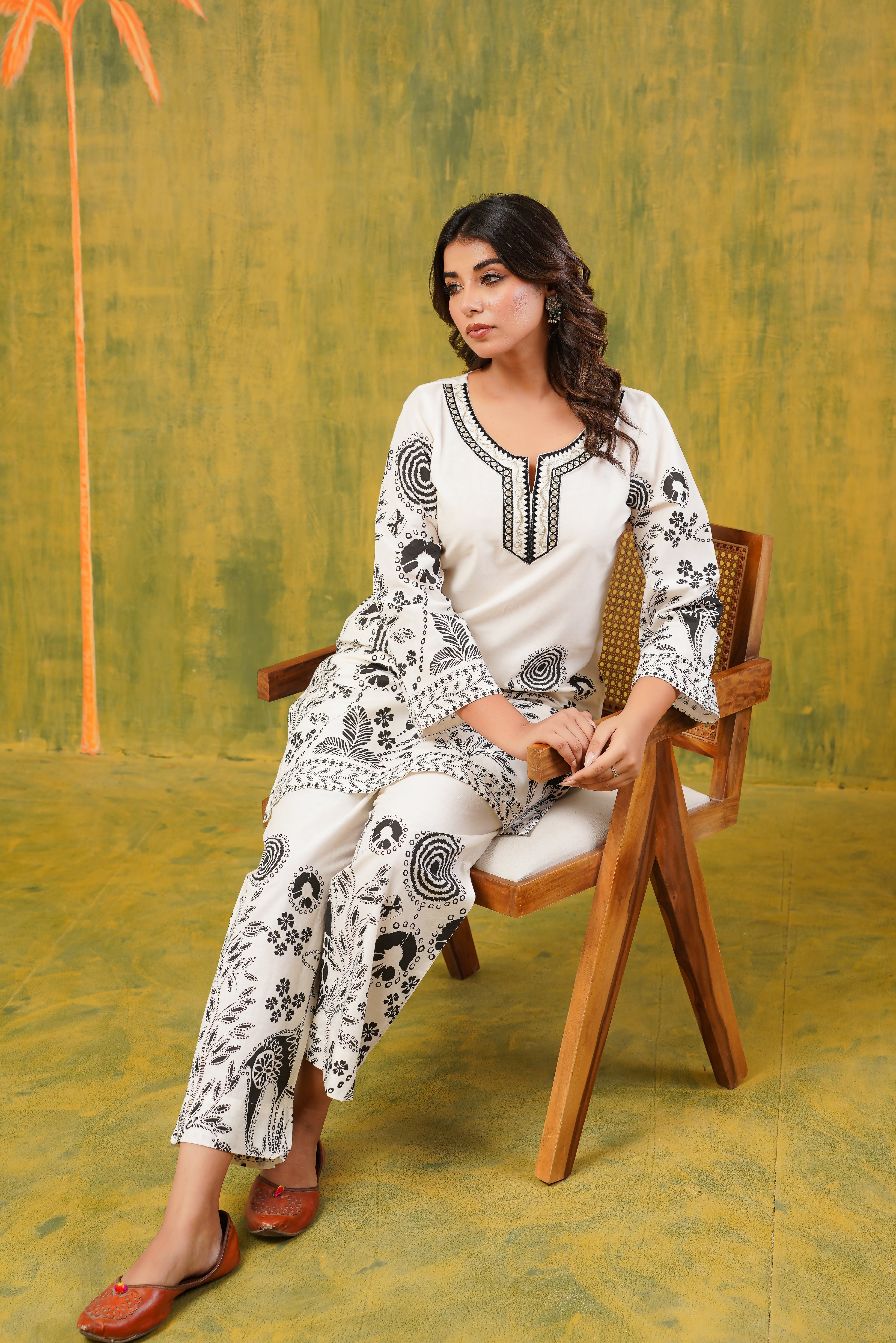 Black Tropical Cotton CO-ORD Set