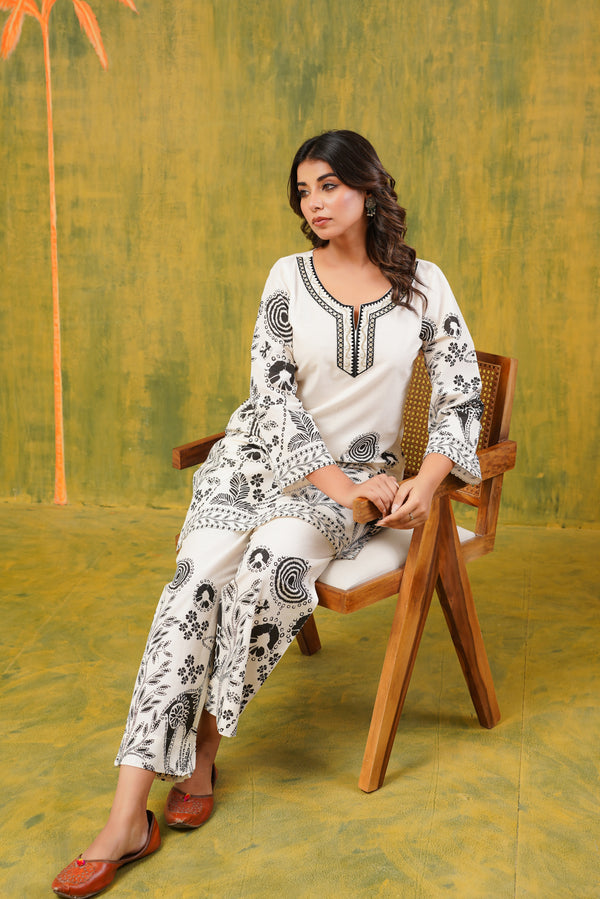 Black Tropical Cotton CO-ORD Set